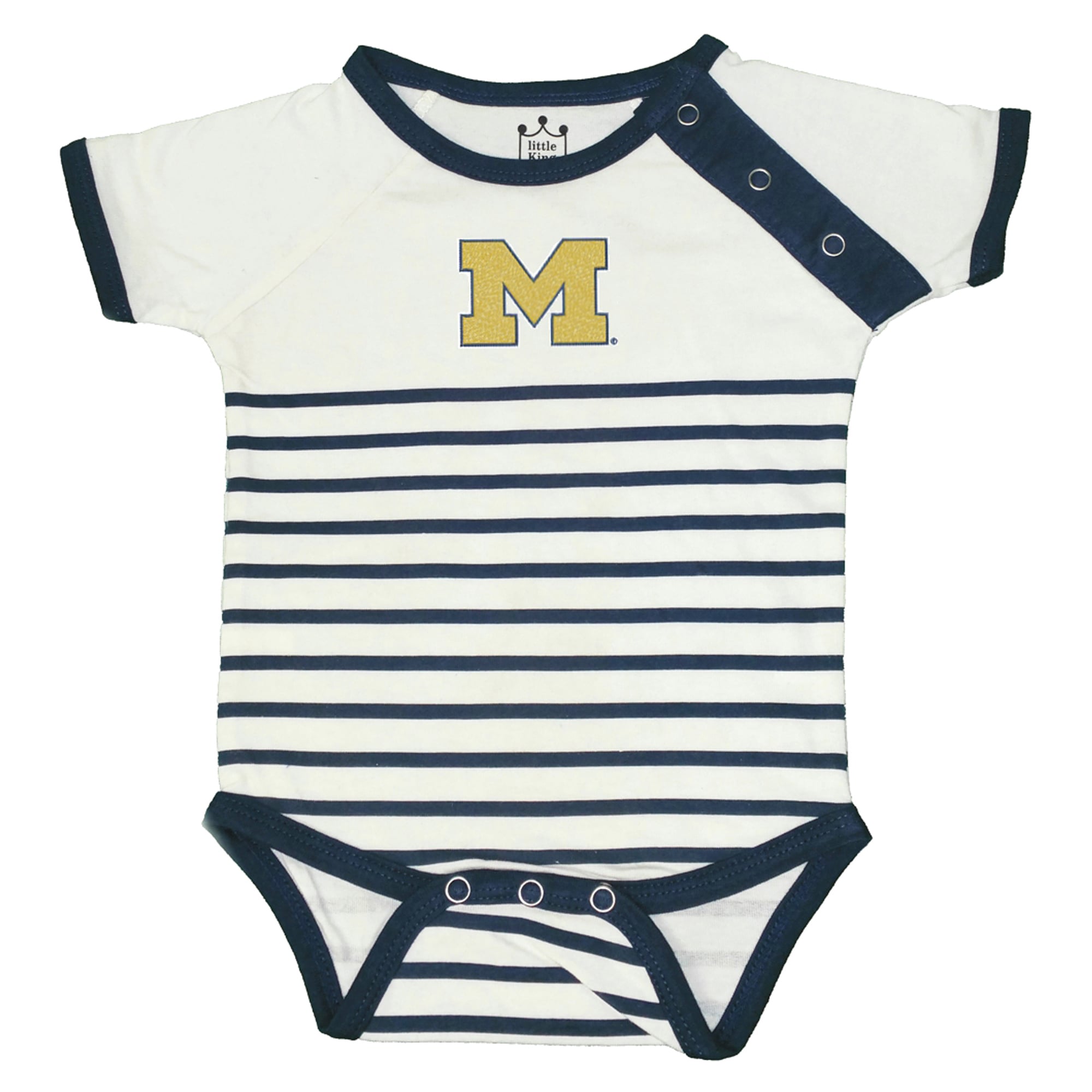 Newborn & Infant Little King Navy/White Michigan Wolverines Shoulder Snap Bodysuit