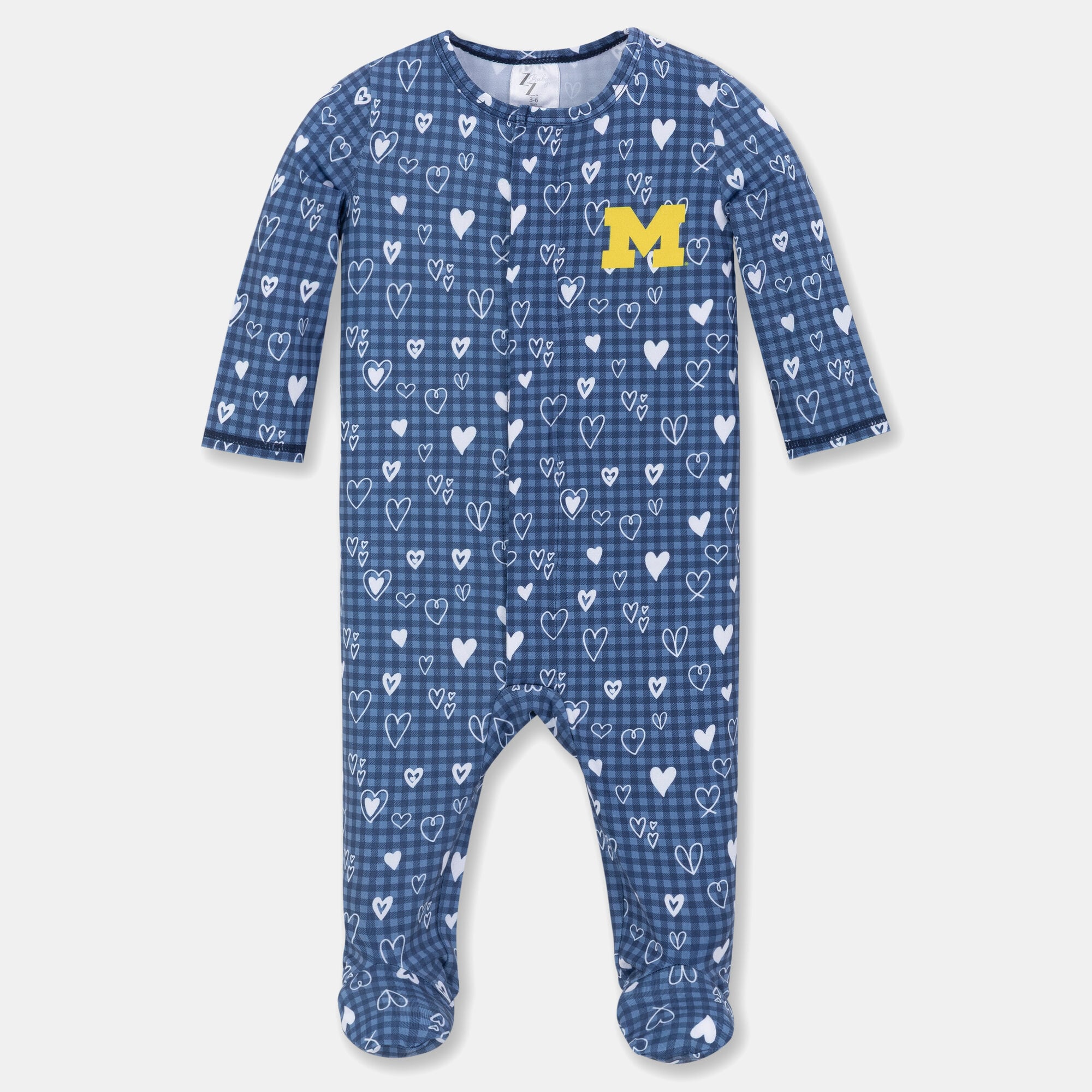 Newborn & Infant ZooZatz Navy Michigan Wolverines Hearts Magnetic Closure Sleeper