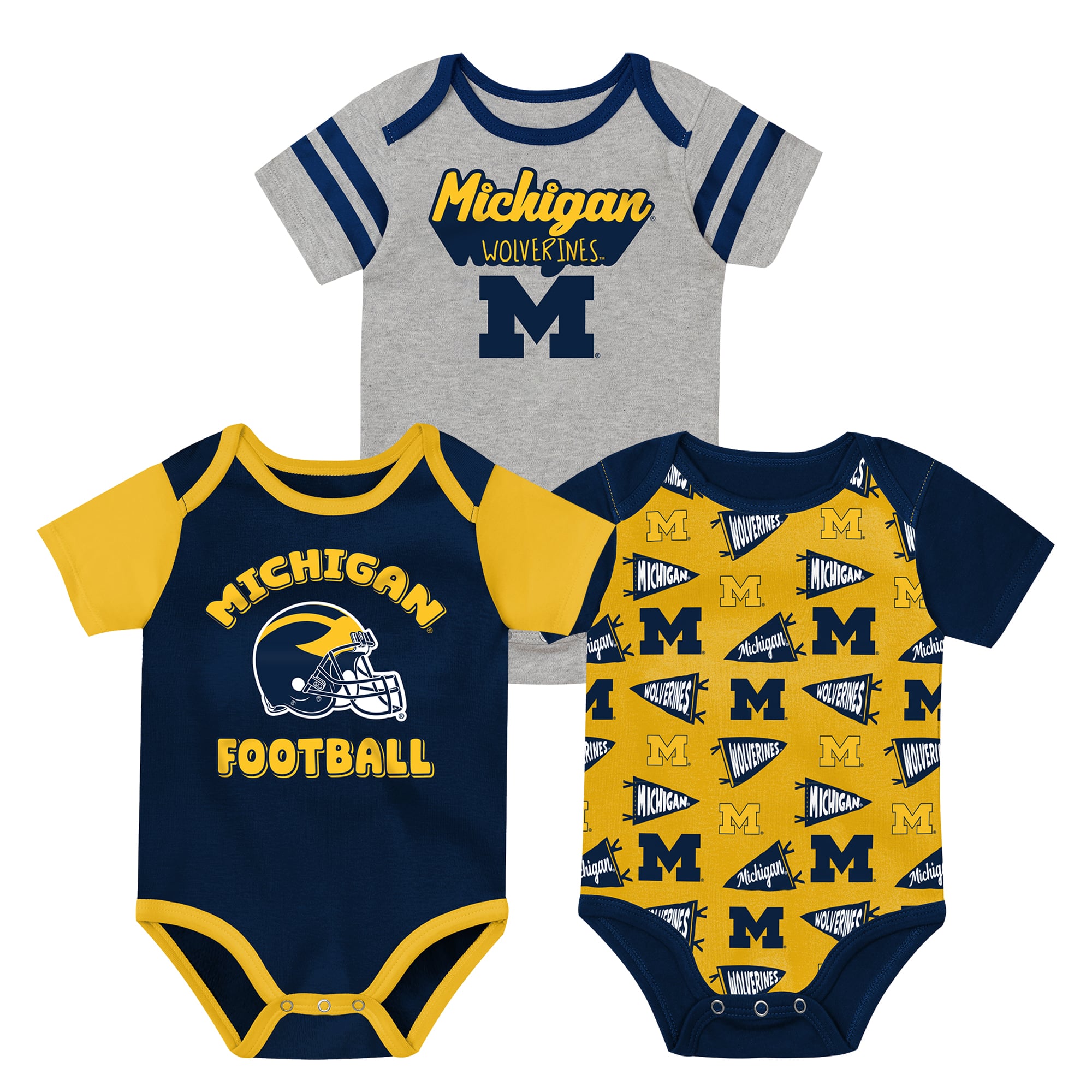 Newborn Outerstuff Navy Michigan Wolverines Star Player Three-Piece Bodysuit Set