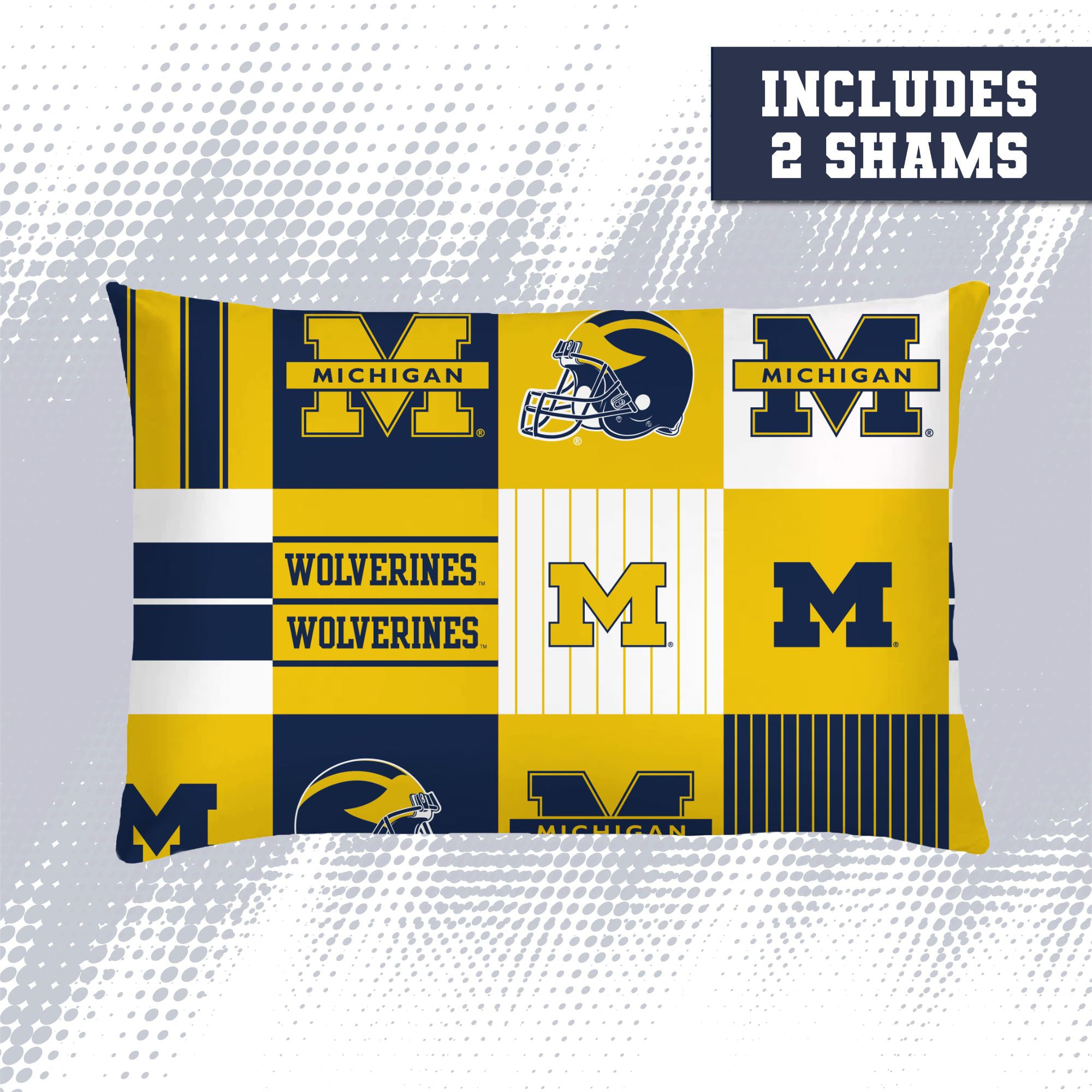 Ensemble de literie trois pièces à carreaux patchwork Pegasus Michigan Wolverines, format grand/queen.
