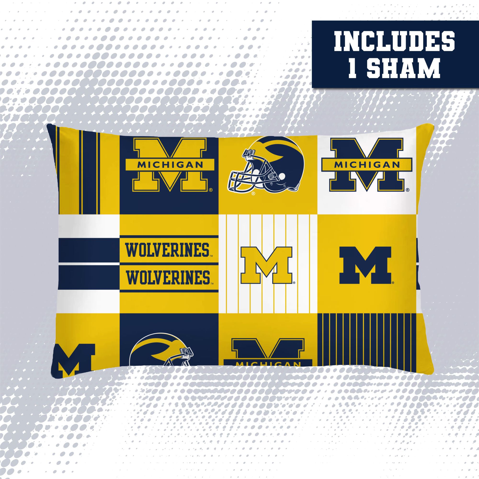 Ensemble de literie deux pièces Pegasus Michigan Wolverines à carreaux patchwork, pour lit simple/simple XL.
