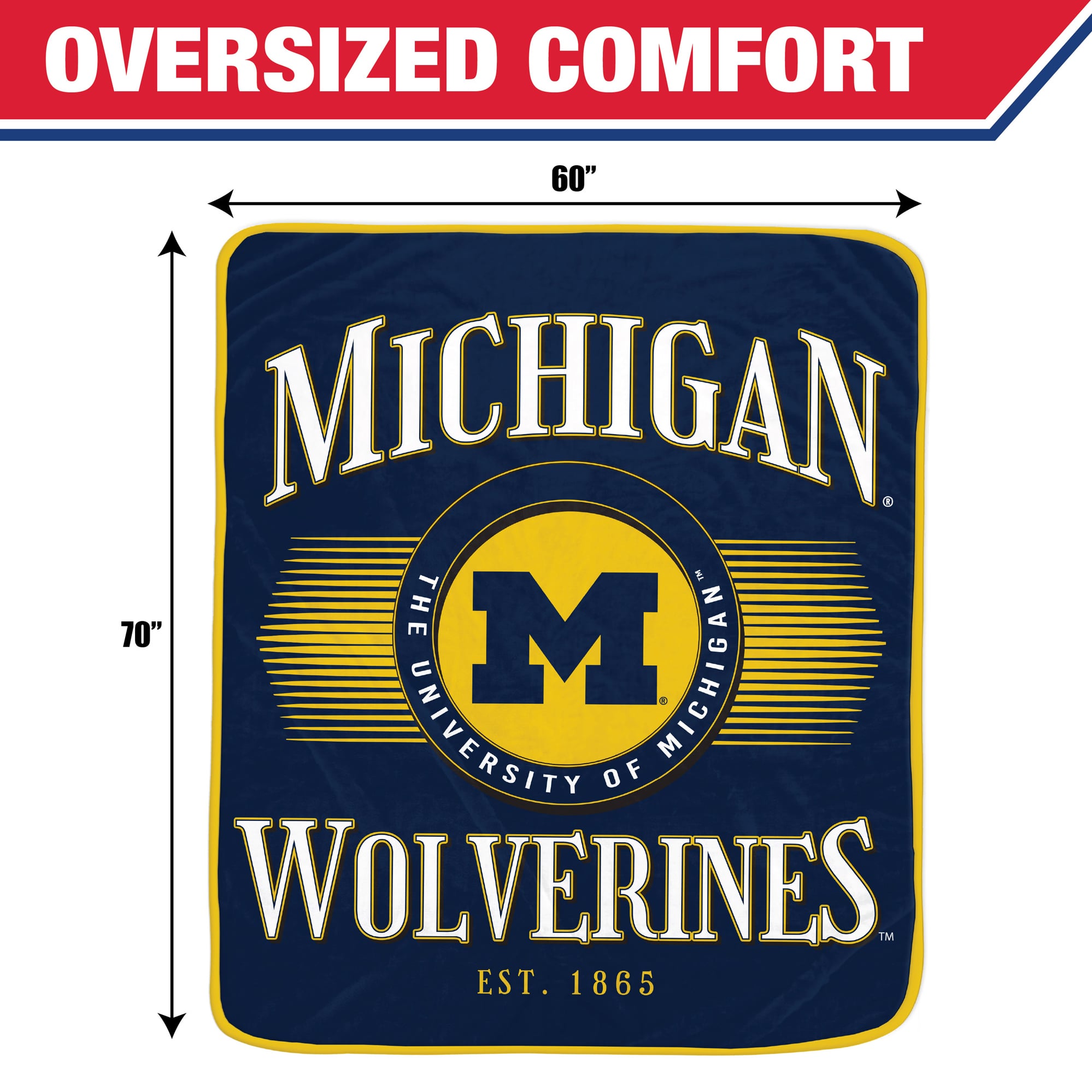 Couverture Pegasus Michigan Wolverines Spotlight Arch 60" x 70" ultra douce