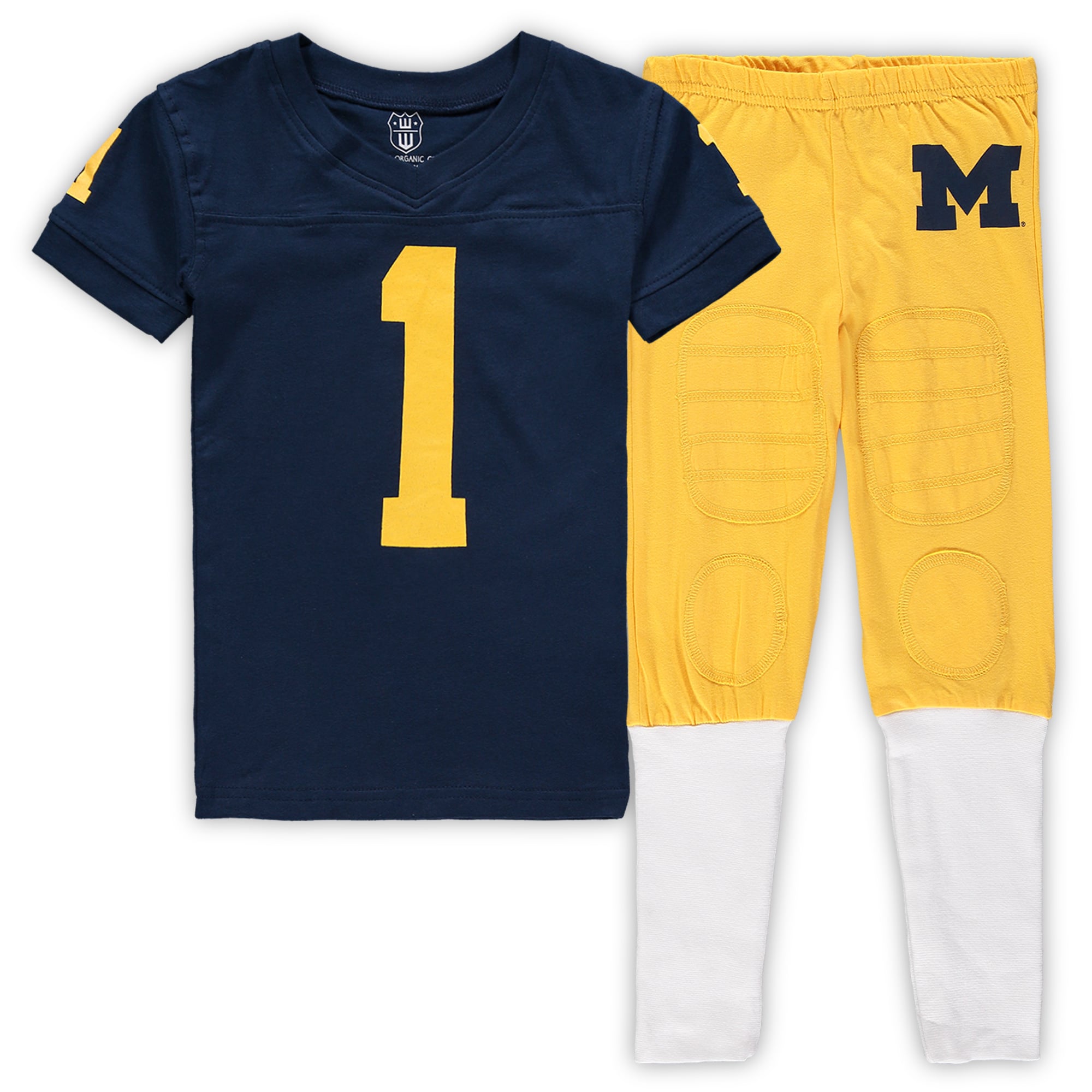 Preschool Wes & Willy Navy Michigan Wolverines V-Neck Pajama Set