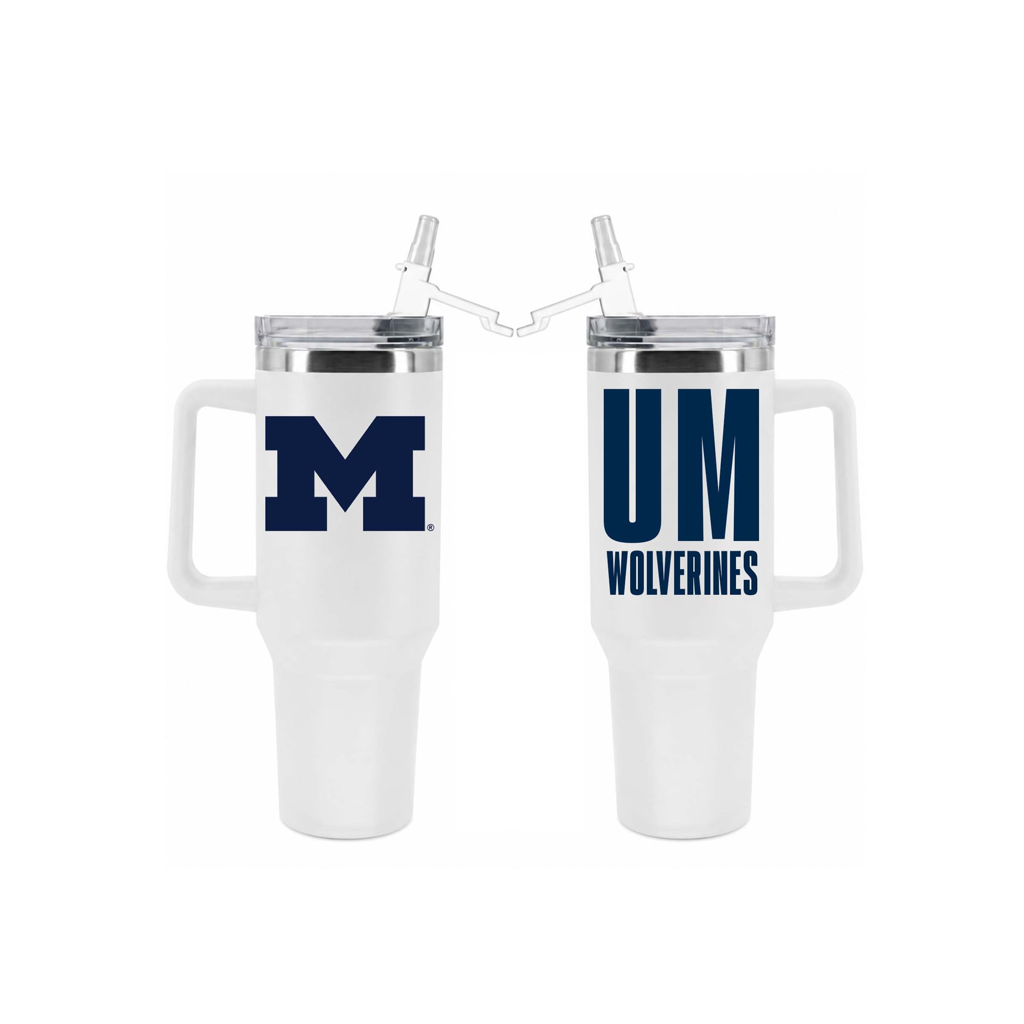 Gobelet isotherme en acier inoxydable de 1,2 L (40 oz) avec paille rabattable, Michigan Wolverines, de The Memory Company