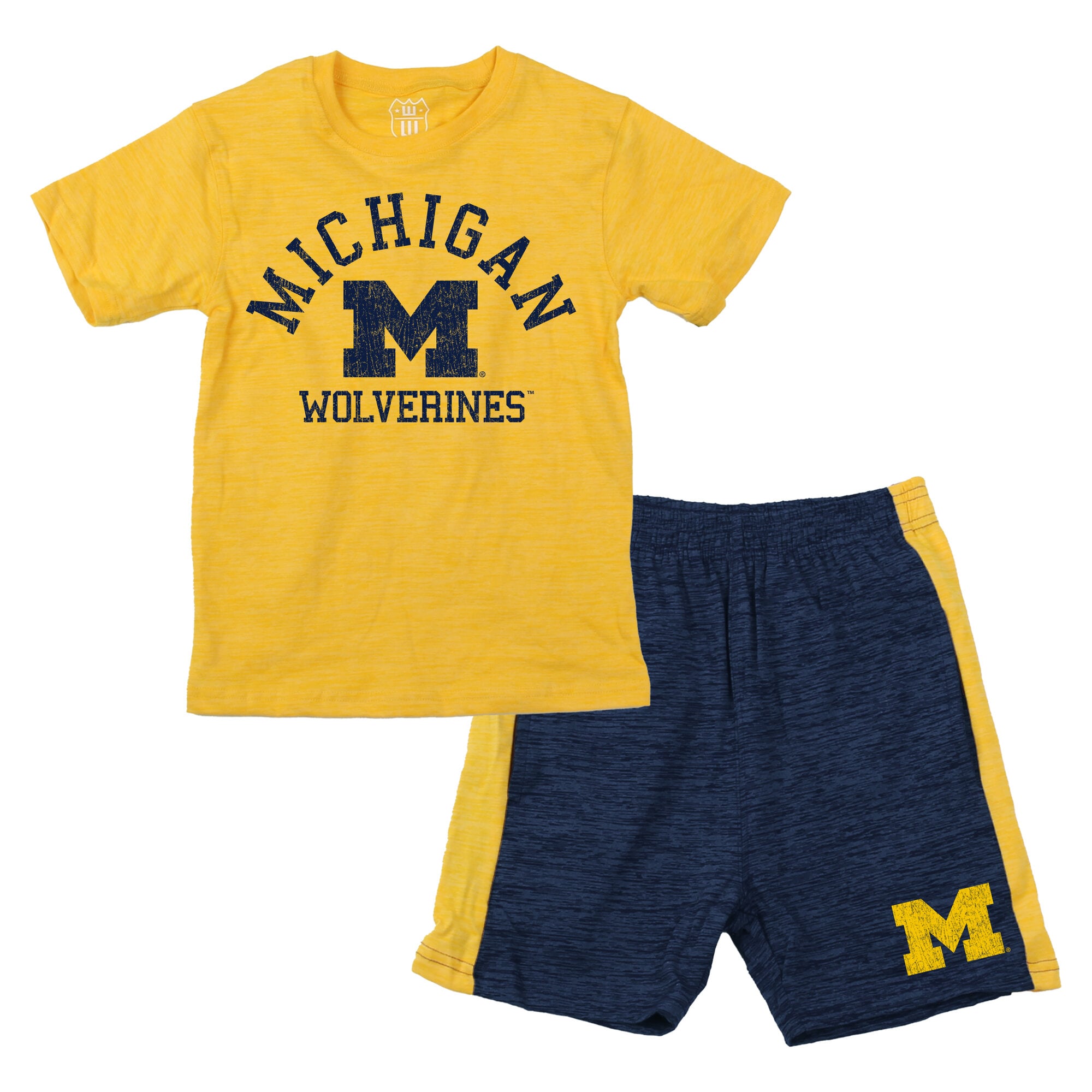 Ensemble t-shirt et short Wes & Willy Maize Michigan Wolverines en laine nuageuse