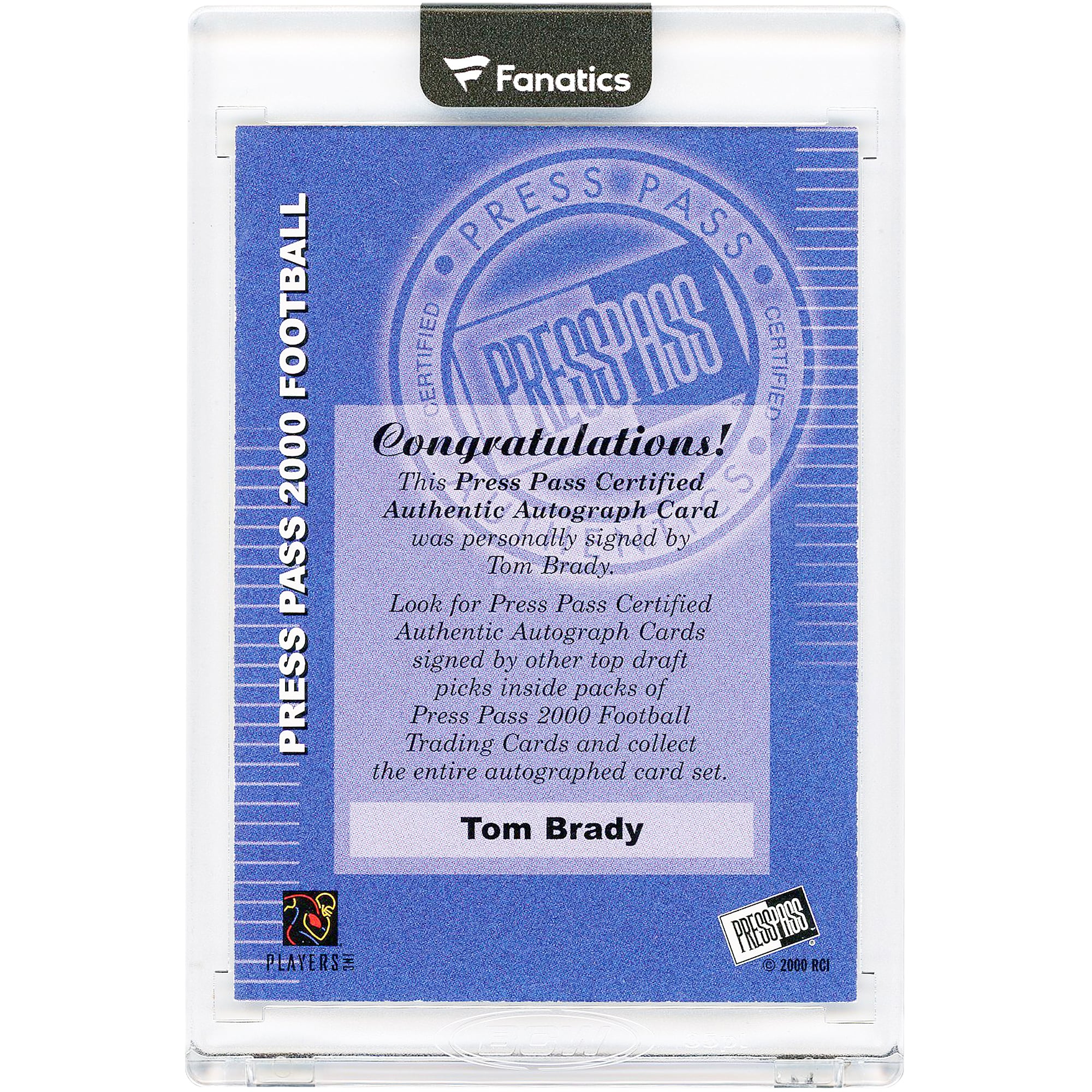 Tom Brady Michigan Wolverines Autographed 2000 Press Pass #3 Rookie Card