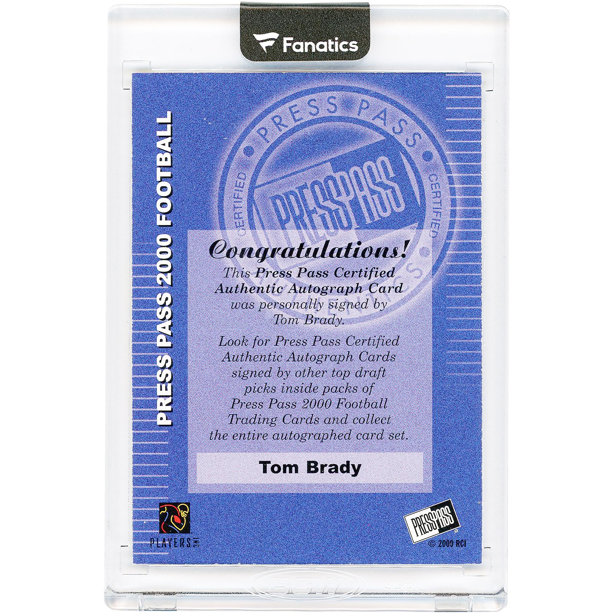 Tom Brady Michigan Wolverines Autographed 2000 Press Pass #3 Rookie Card