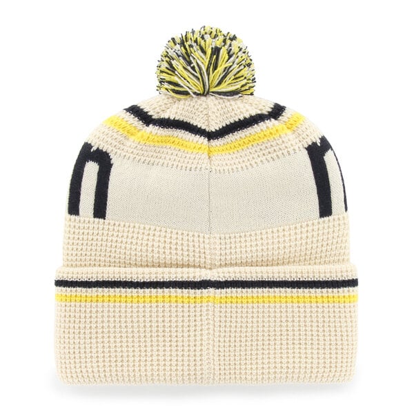 Bonnet unisexe '47 crème Michigan Wolverines en maille gaufrée à revers avec pompon