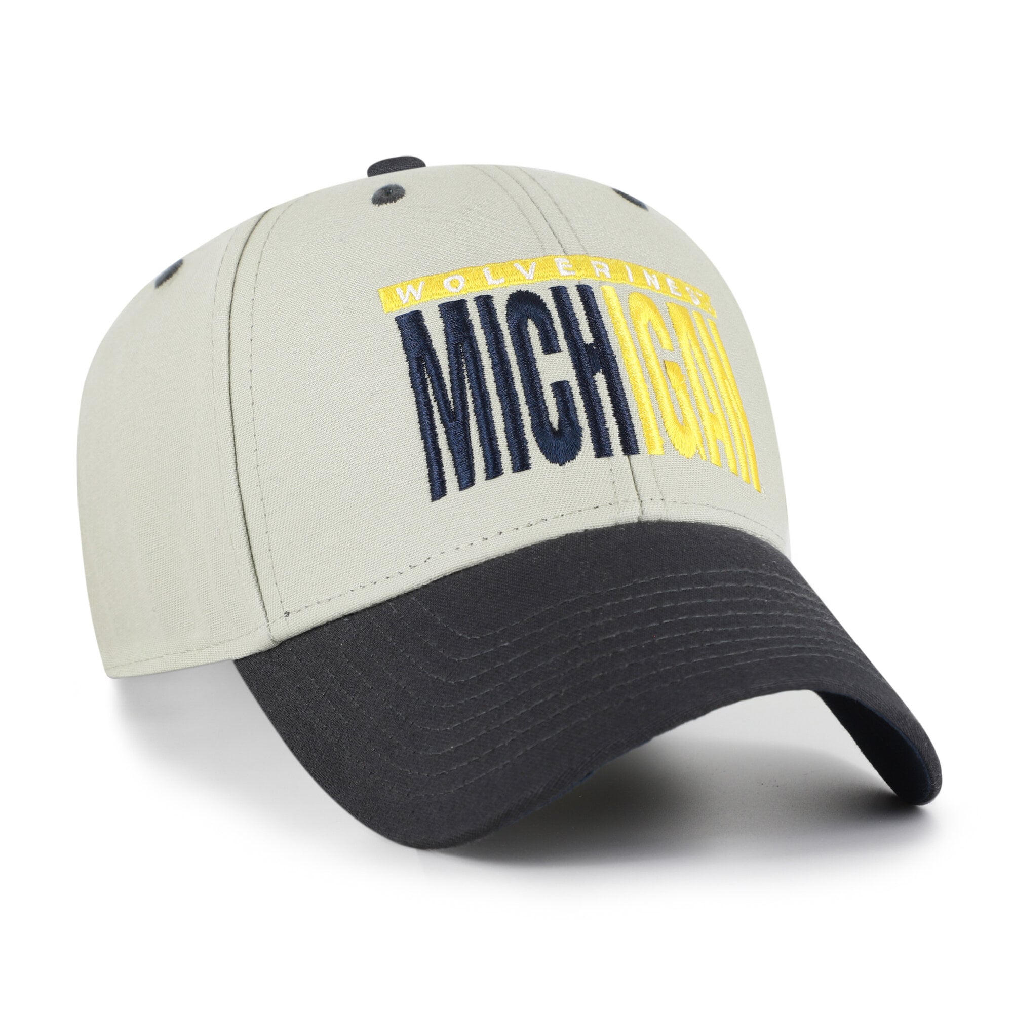 Unisex '47 Gray/Black Michigan Wolverines Half Block Text MVP Adjustable Hat