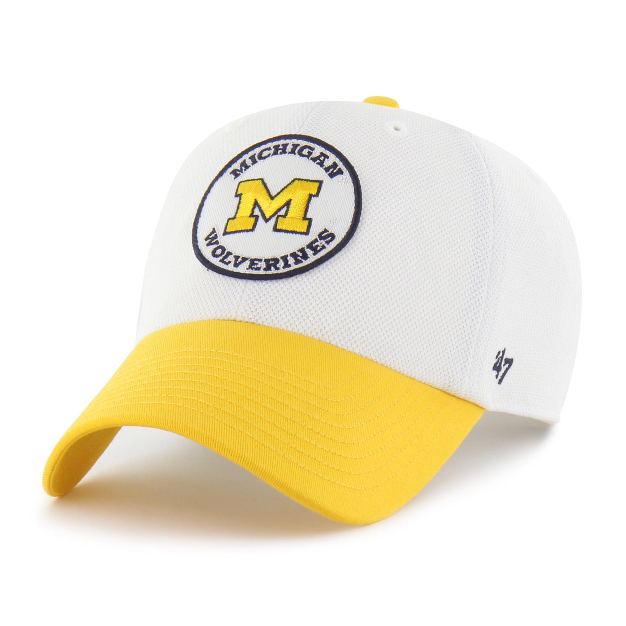 Casquette unisexe ajustable '47 White/Maize Michigan Wolverines Pique Patch Clean Up