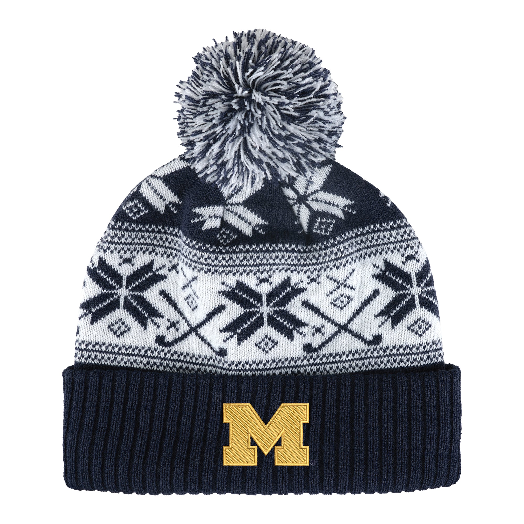 Unisex Ahead Navy Michigan Wolverines Cuffed Knit Hat with Pom