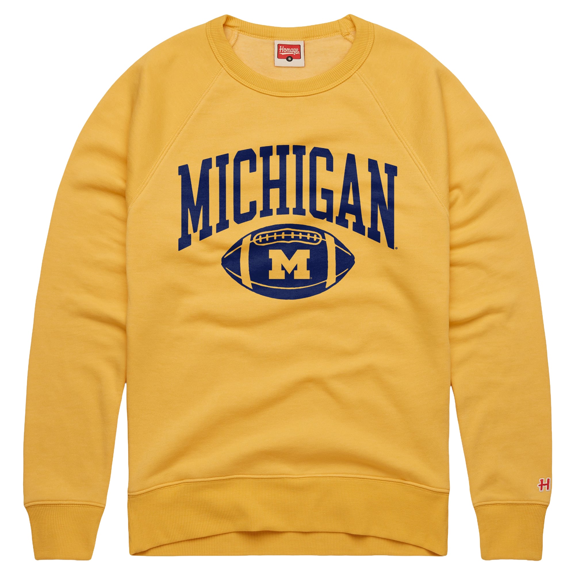 Sweat-shirt unisexe Hommage Maize Michigan Wolverines Arch Football Tri-Blend