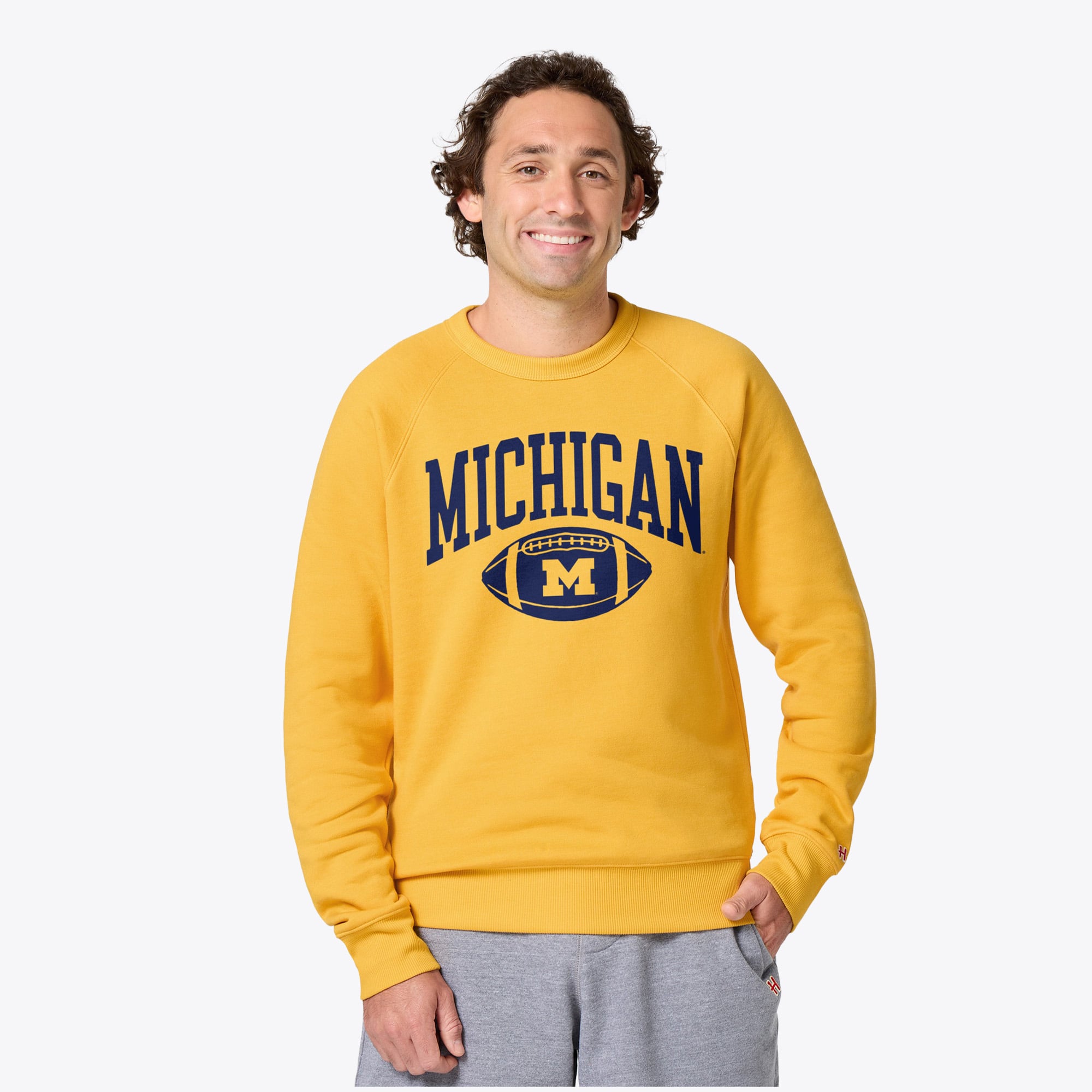 Sweat-shirt unisexe Hommage Maize Michigan Wolverines Arch Football Tri-Blend