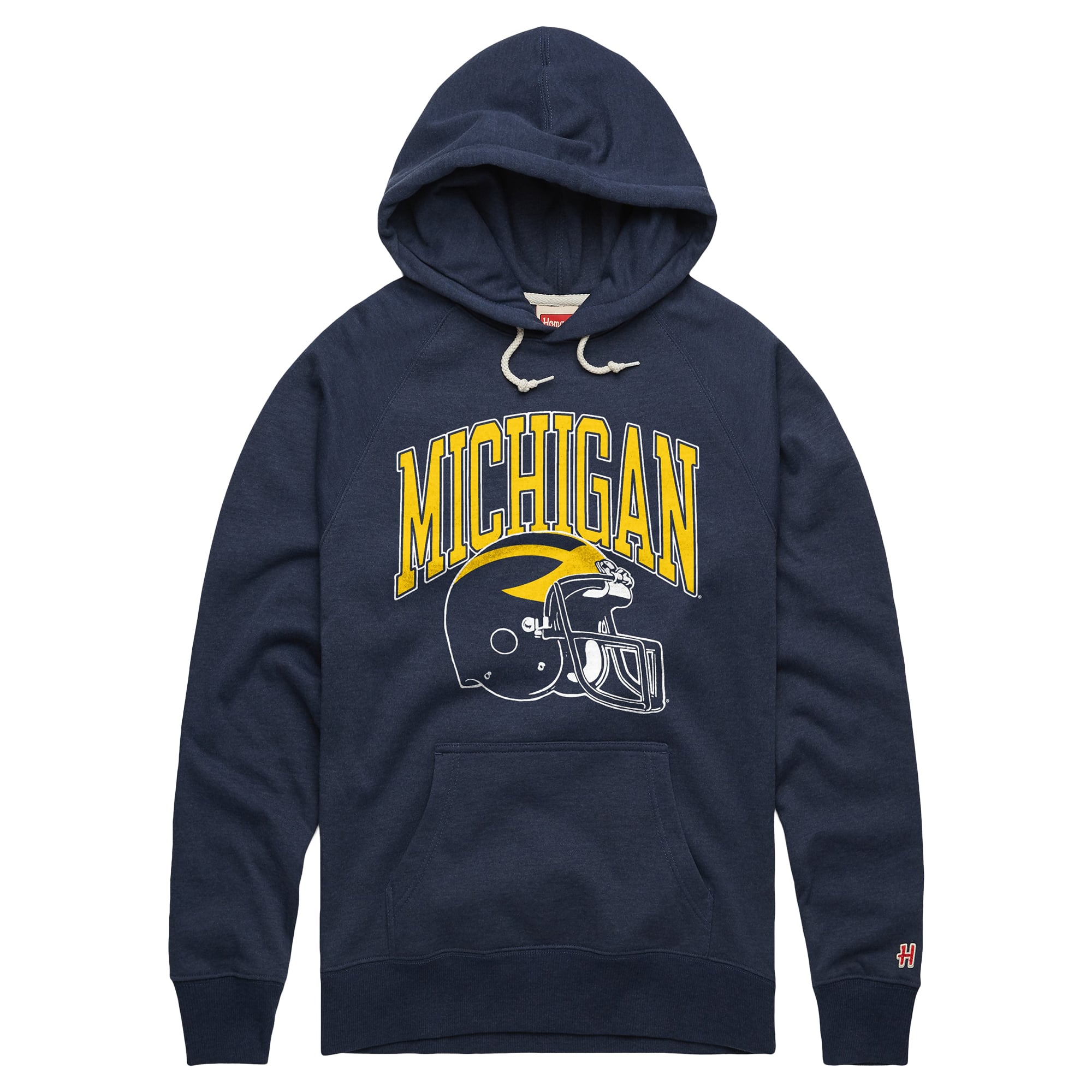 Sweat à capuche unisexe Hommage Navy Michigan Wolverines Helmet Tri-Blend