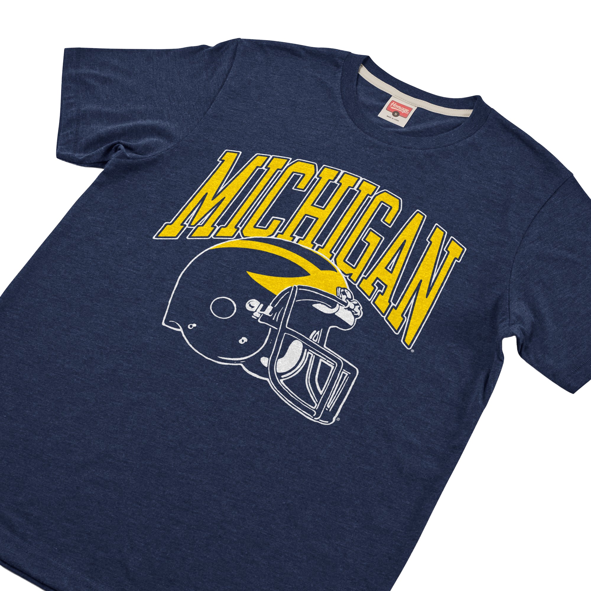 T-shirt unisexe Hommage aux Wolverines du Michigan, bleu marine, en mélange de trois matières