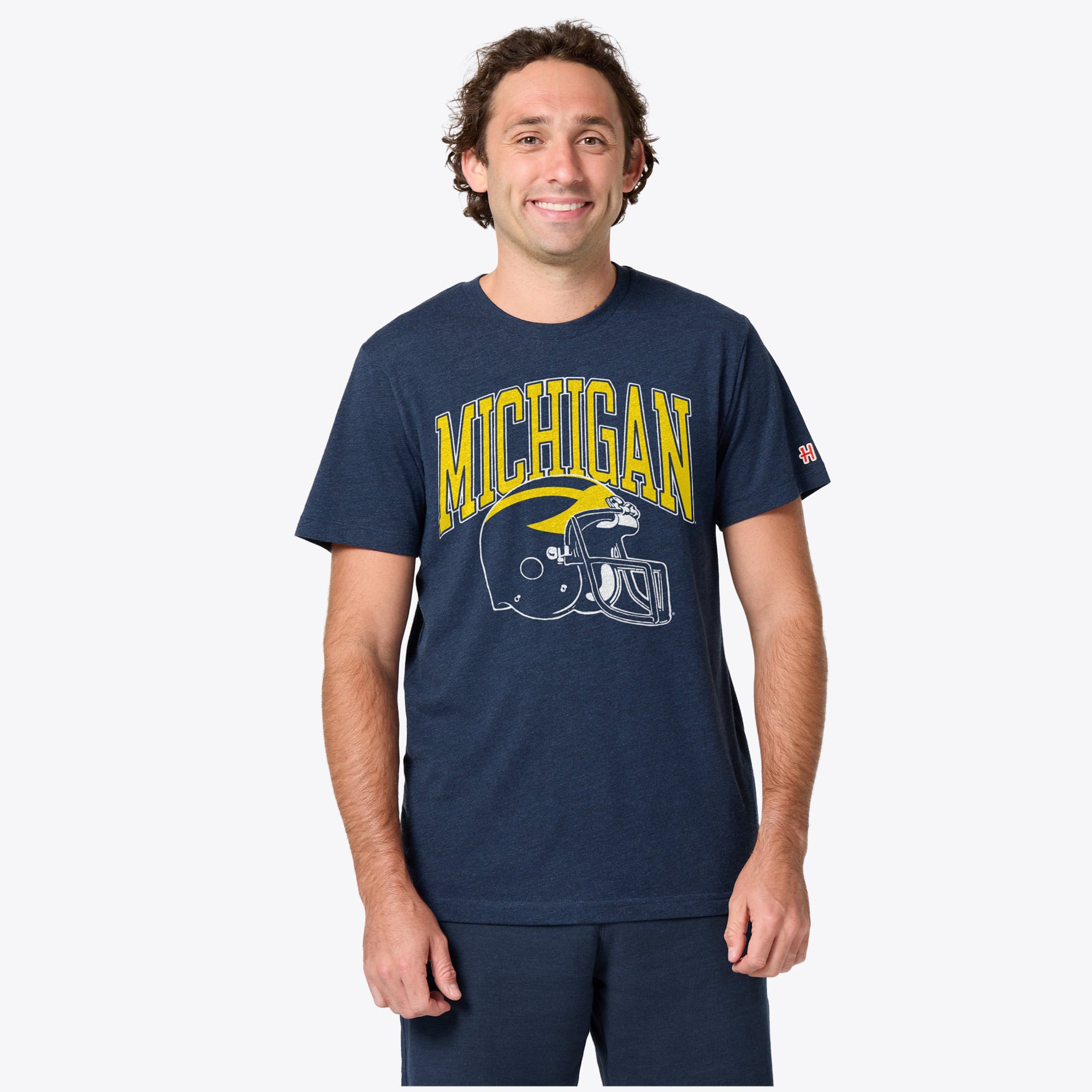 T-shirt unisexe Hommage aux Wolverines du Michigan, bleu marine, en mélange de trois matières
