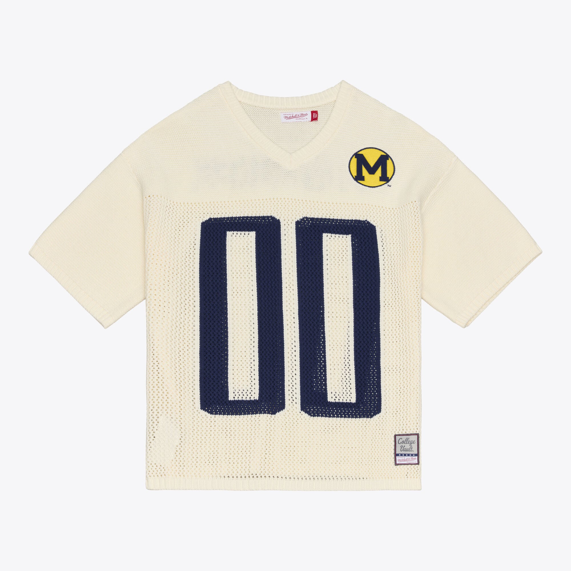 Unisex Mitchell & Ness Cream Michigan Wolverines Retro Roots Sweater Jersey