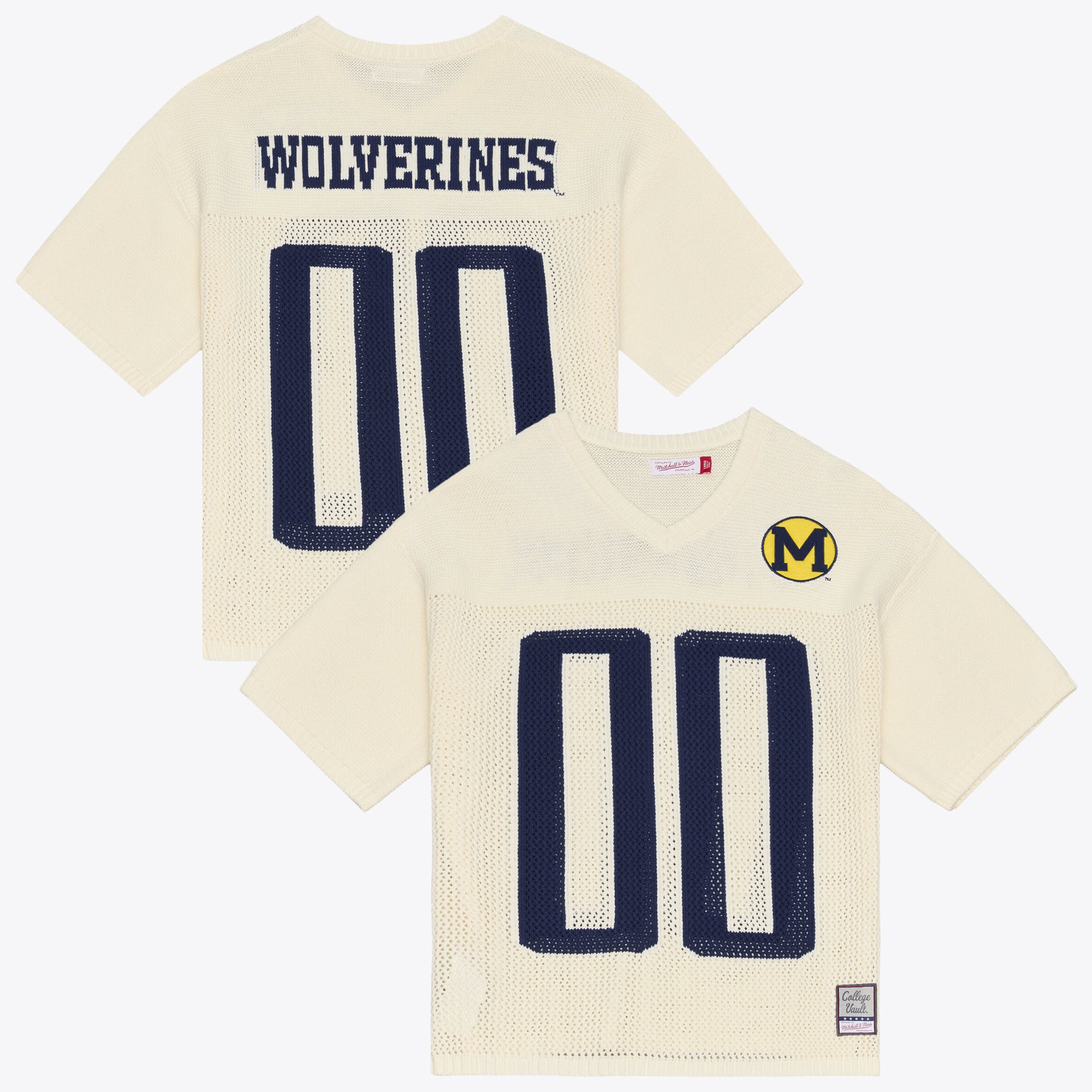 Unisex Mitchell & Ness Cream Michigan Wolverines Retro Roots Sweater Jersey