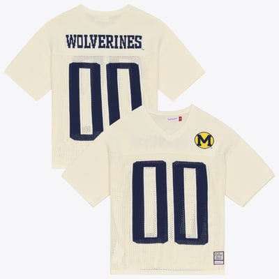 Michigan Wolverines Mitchell & Ness Unisex Retro Roots Sweater Jersey - Cream
