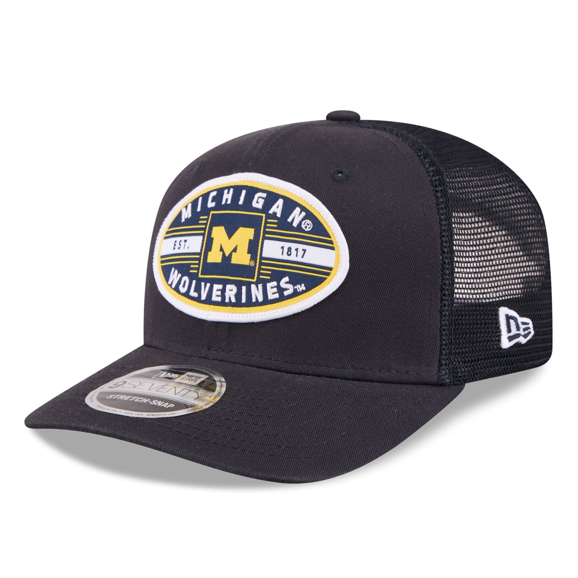 Unisex New Era  Navy Michigan Wolverines Inline Patch 9SEVENTY Trucker Adjustable Hat