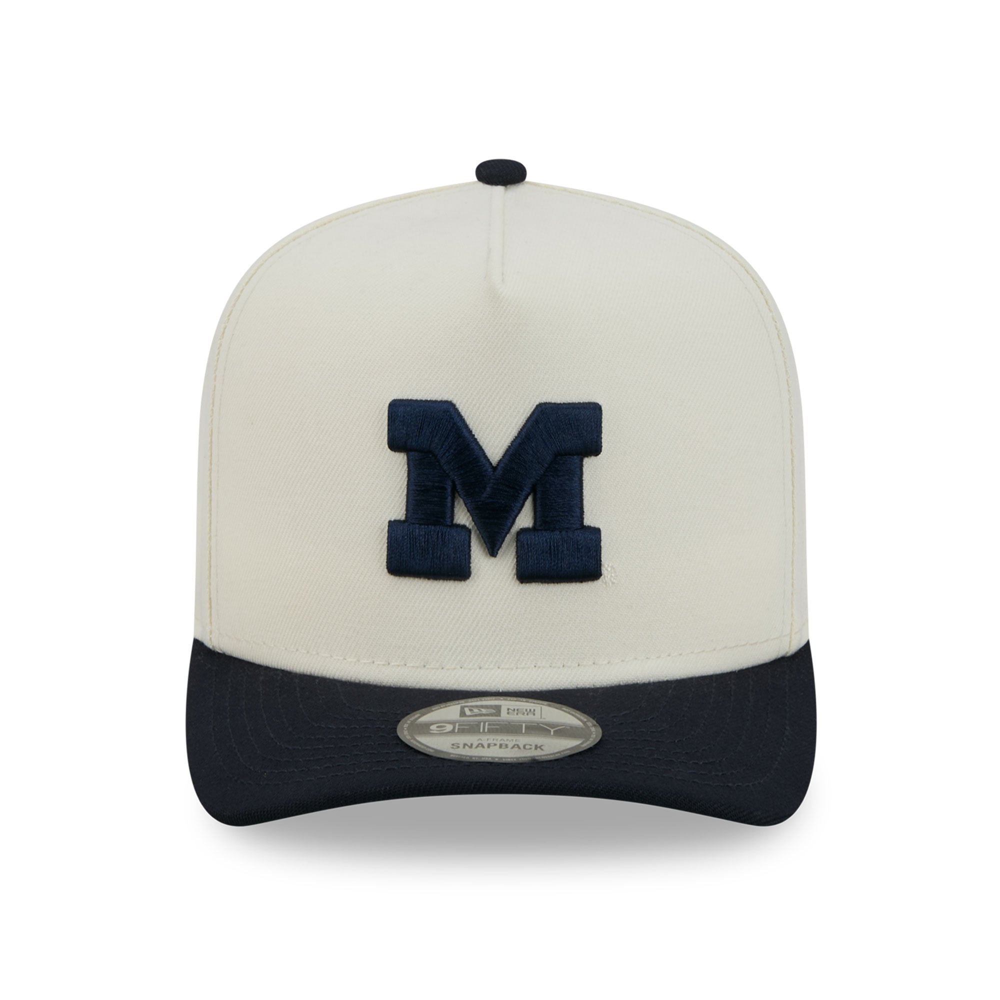 Unisex New Era White/Navy Michigan Wolverines A-Frame 9FIFTY Snapback Hat
