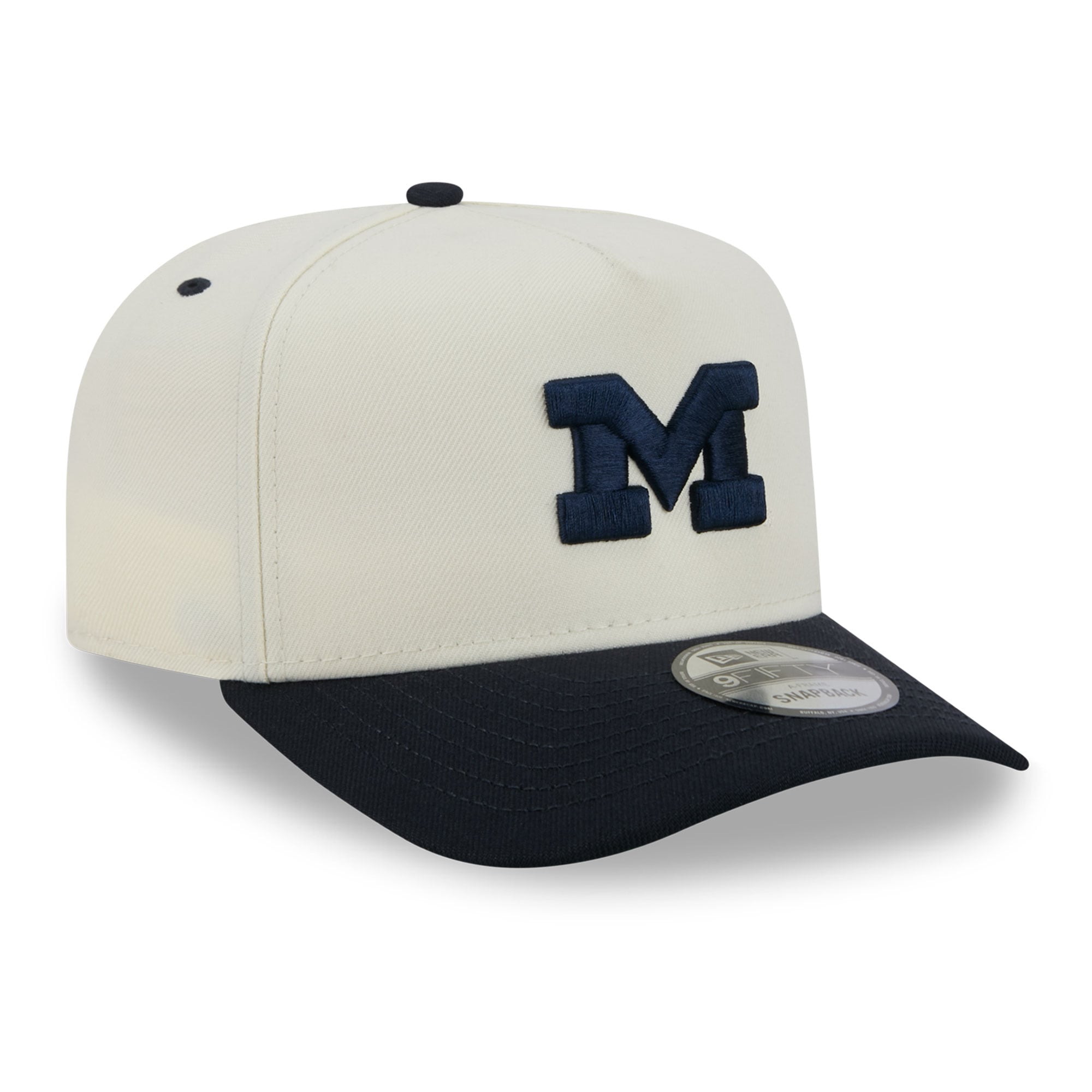 Unisex New Era White/Navy Michigan Wolverines A-Frame 9FIFTY Snapback Hat
