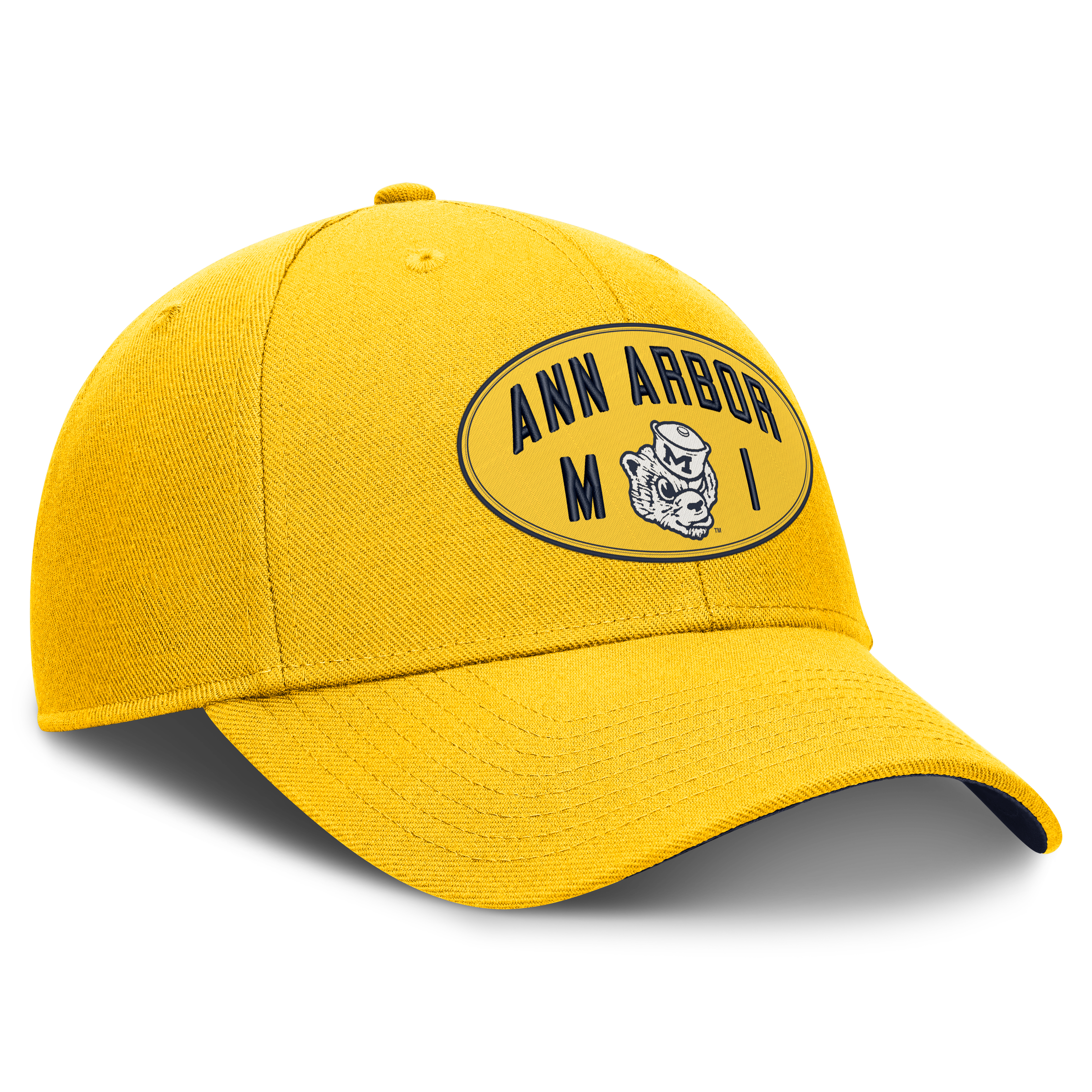 Casquette unisexe Nike Maize Michigan Wolverines Legacy Letter & Location Rise ajustable
