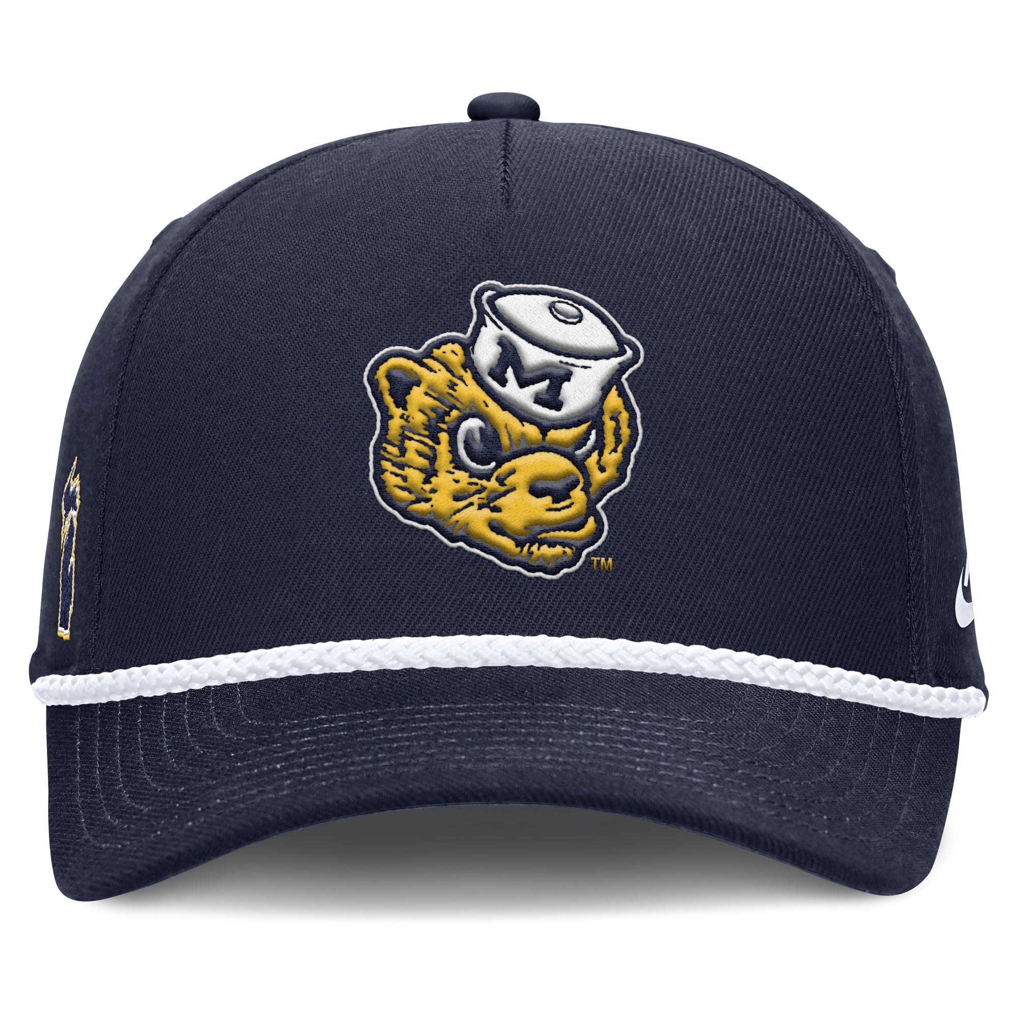Casquette unisexe Nike bleu marine Michigan Wolverines Basketball Refresh 2026 à 5 panneaux et taille haute.