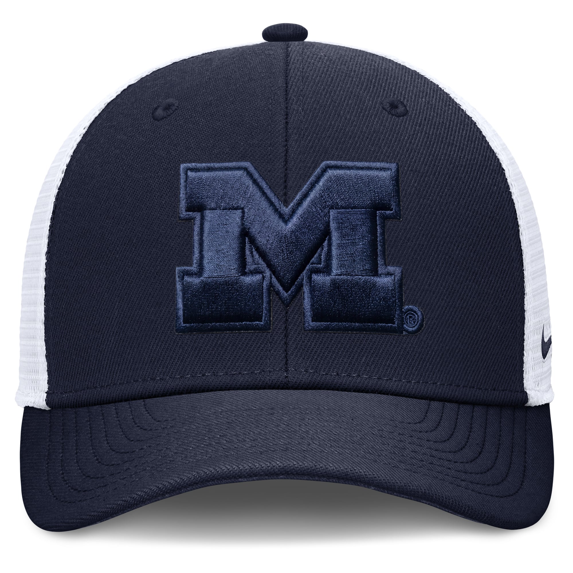 Casquette trucker unisexe Nike Michigan Wolverines bleu marine, modèle Tonal Dri-FIT Rise ajustable