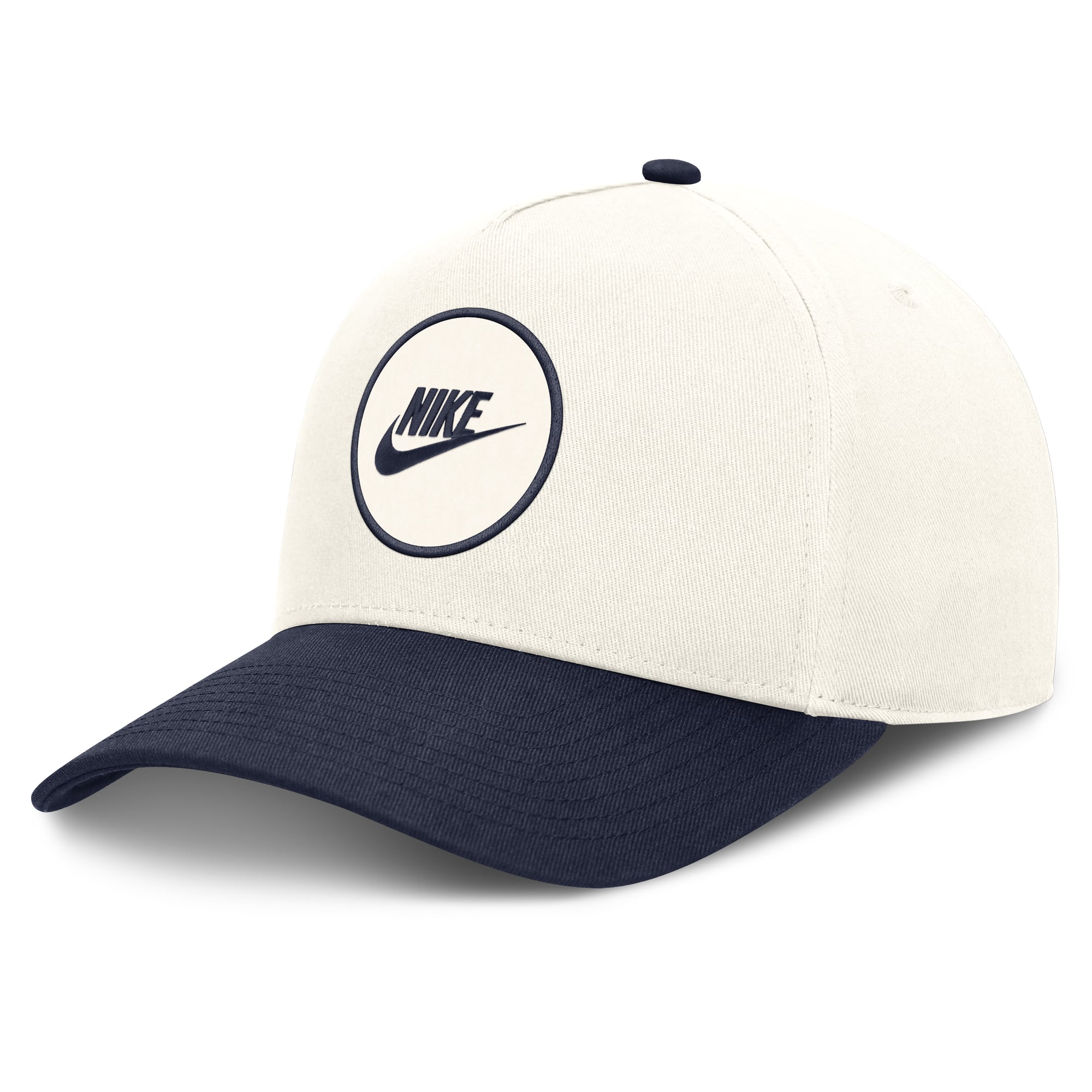 Casquette unisexe Nike blanche/marine Michigan Wolverines Rise avec logo latéral et technologie Dri-FIT ajustable