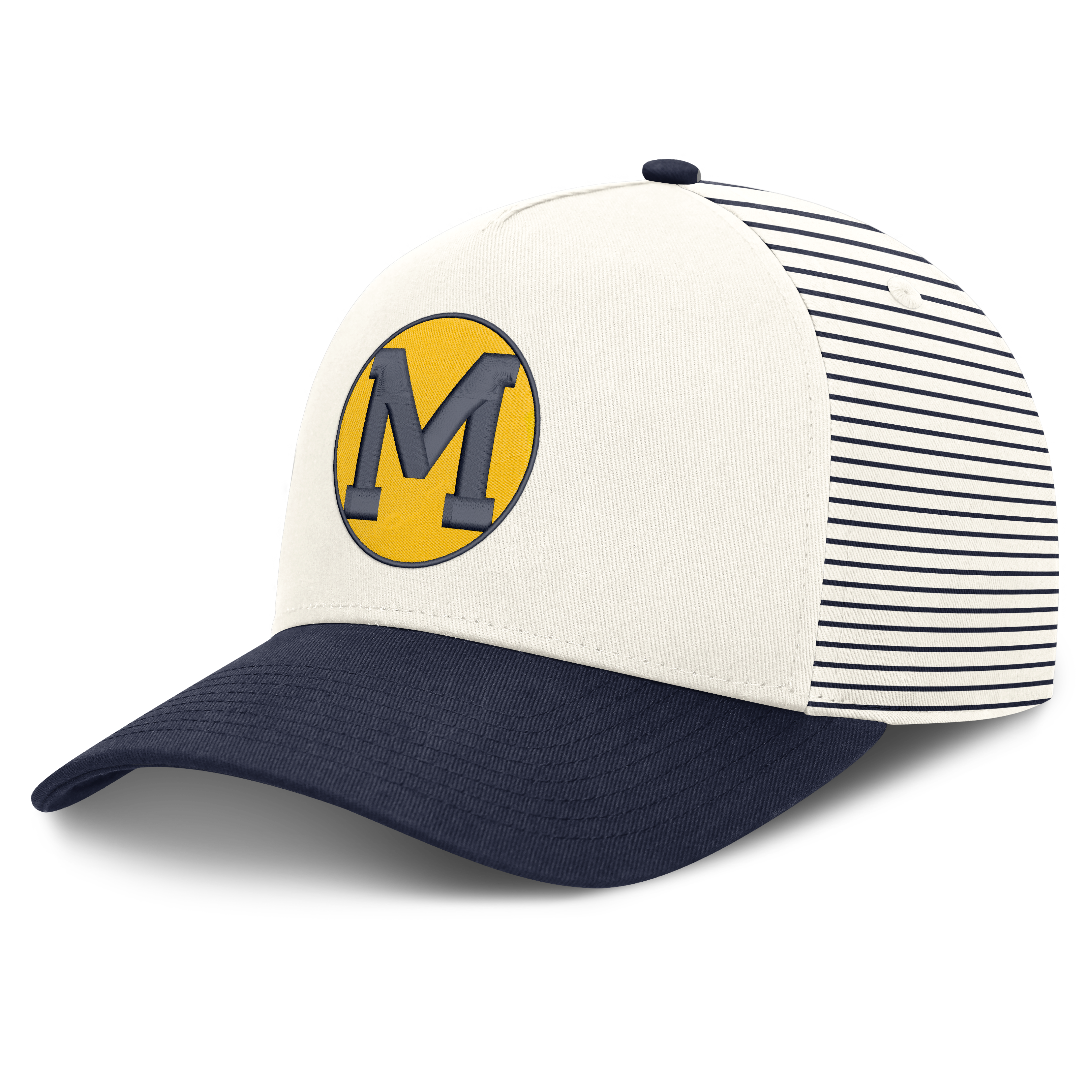 Casquette unisexe Nike blanche/marine Michigan Wolverines Vault à rayures et taille ajustable