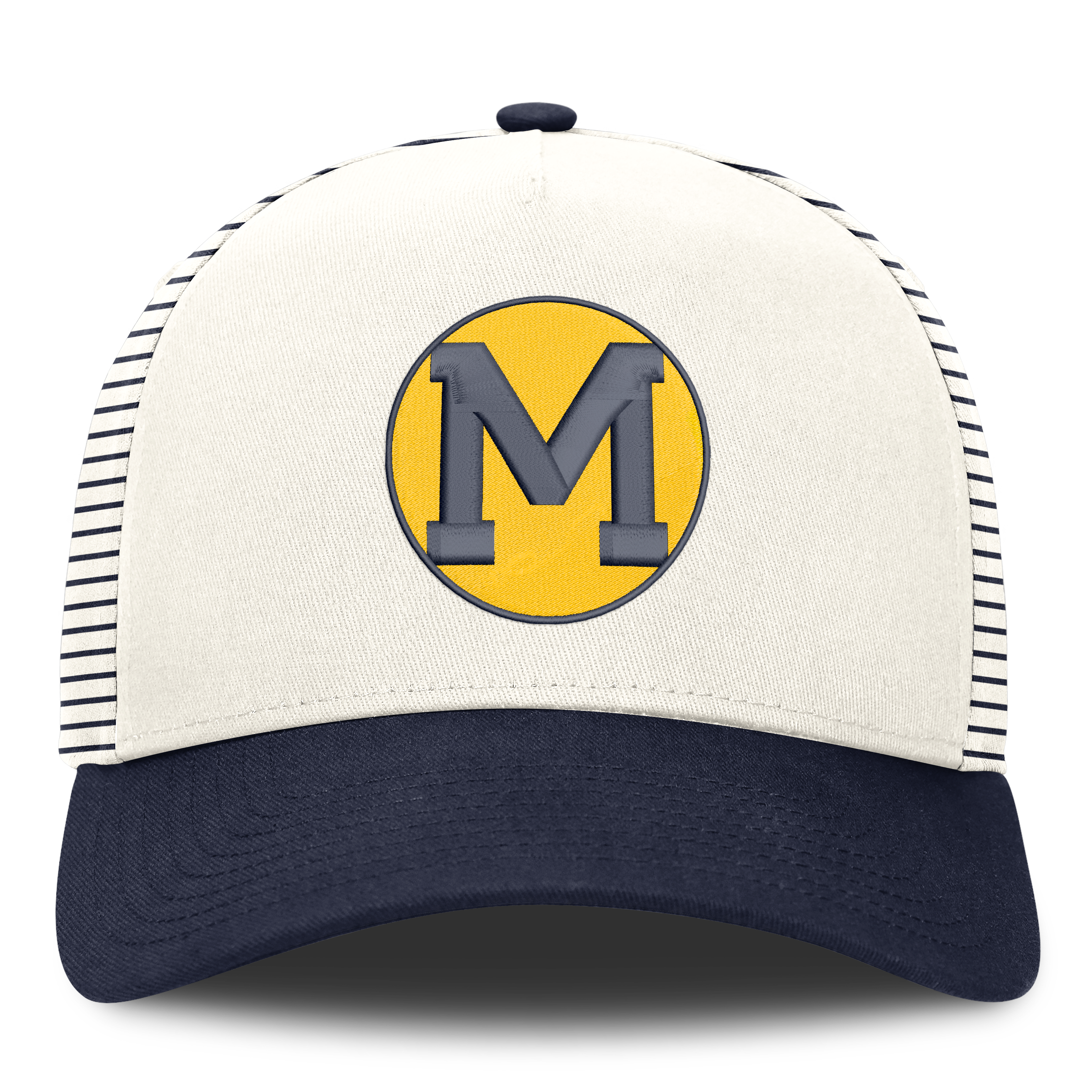 Casquette unisexe Nike blanche/marine Michigan Wolverines Vault à rayures et taille ajustable
