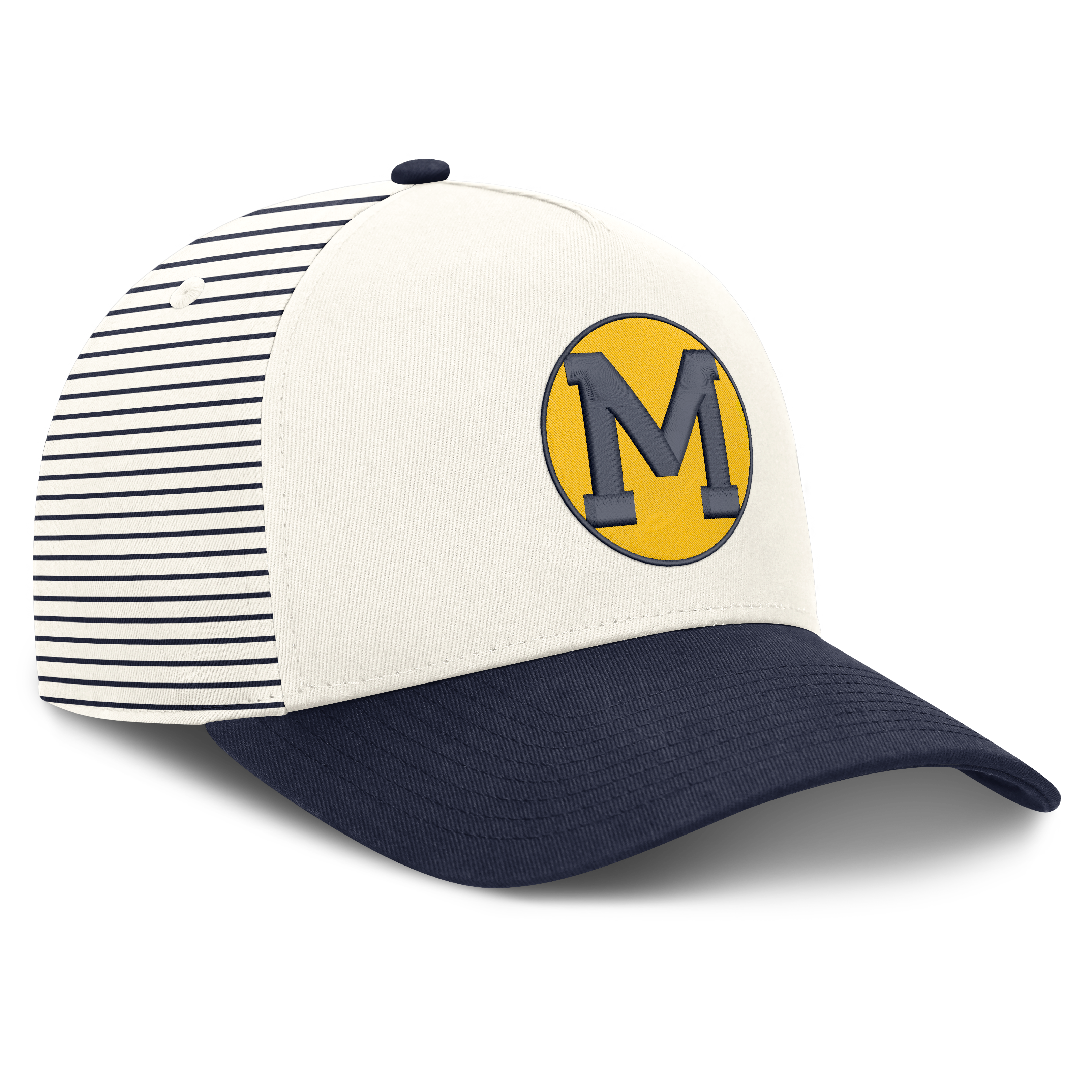 Casquette unisexe Nike blanche/marine Michigan Wolverines Vault à rayures et taille ajustable