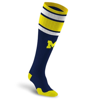 Michigan Wolverines PRO Compression Unisex  Classic Stripe Over-the-Calf Compression Socks