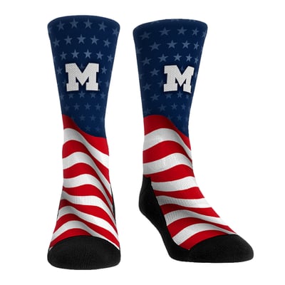  Michigan Wolverines Rock Em Unisex Patriotic Flag Crew Socks - Blue