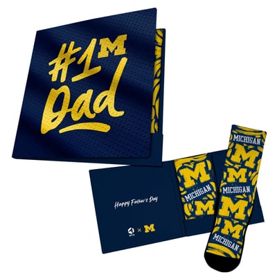  Michigan Wolverines Rock Em Unisex #1 Dad Gift Card Socks - Navy