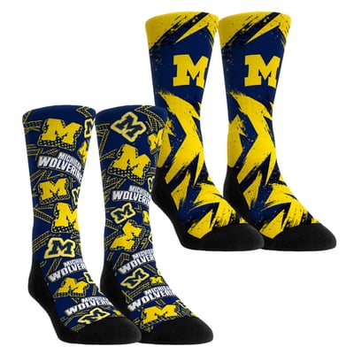  Michigan Wolverines Rock Em Unisex Game Day Two-Pack Crew Socks Set - Yellow
