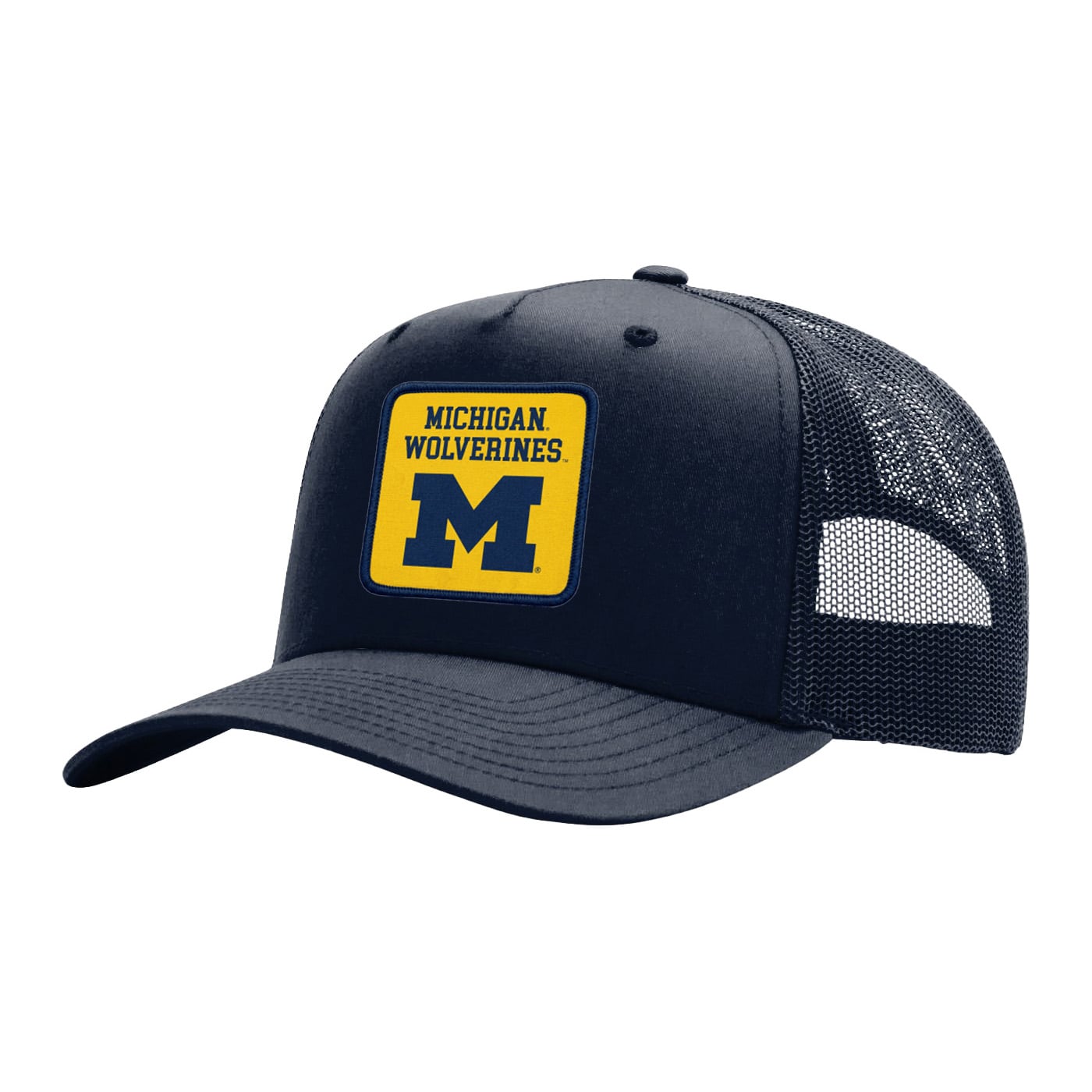 Casquette trucker unisexe Uscape Apparel bleu marine avec écusson Wild Side des Michigan Wolverines.
