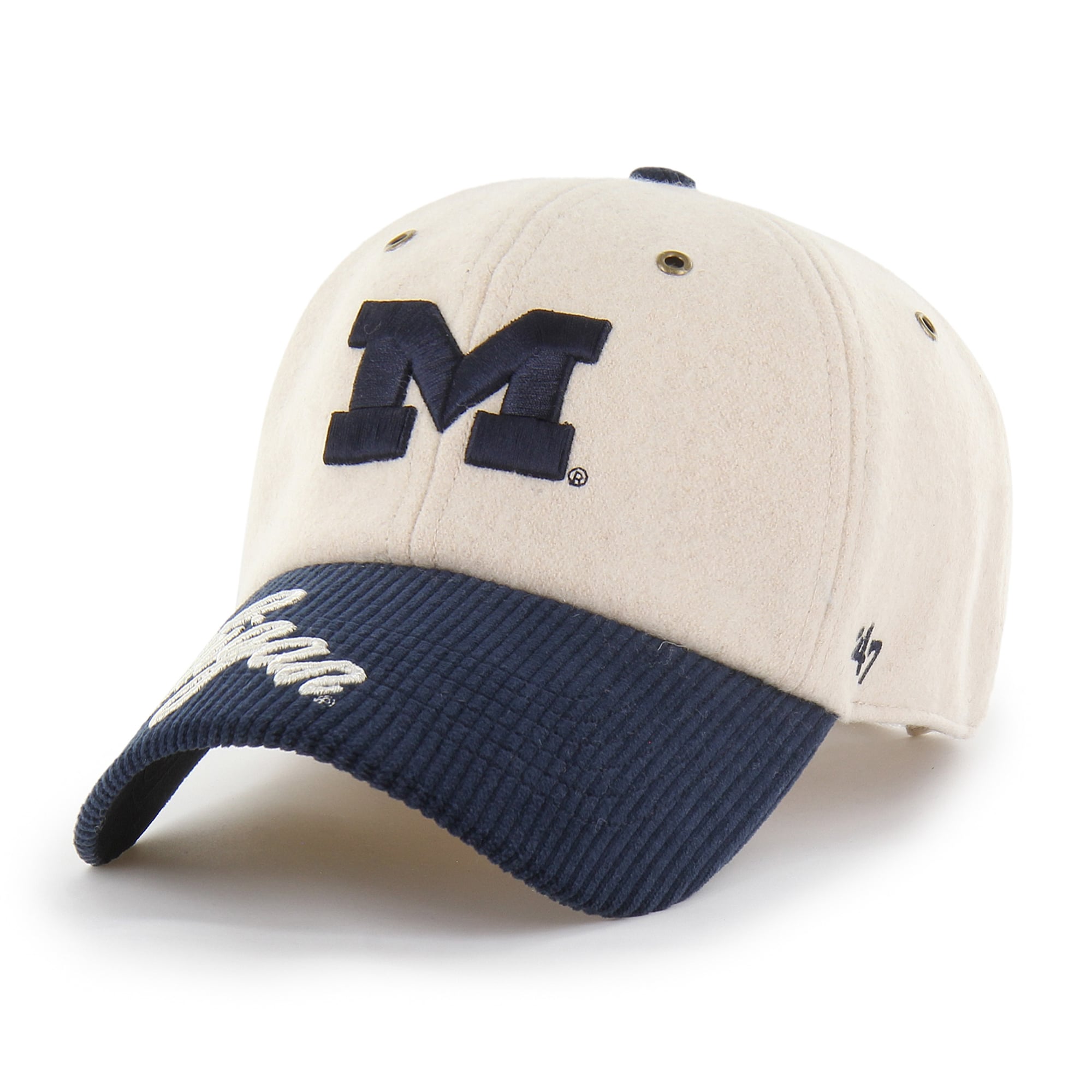 Women's '47 Cream/Navy Michigan Wolverines Rope Script Clean Up Adjustable Hat