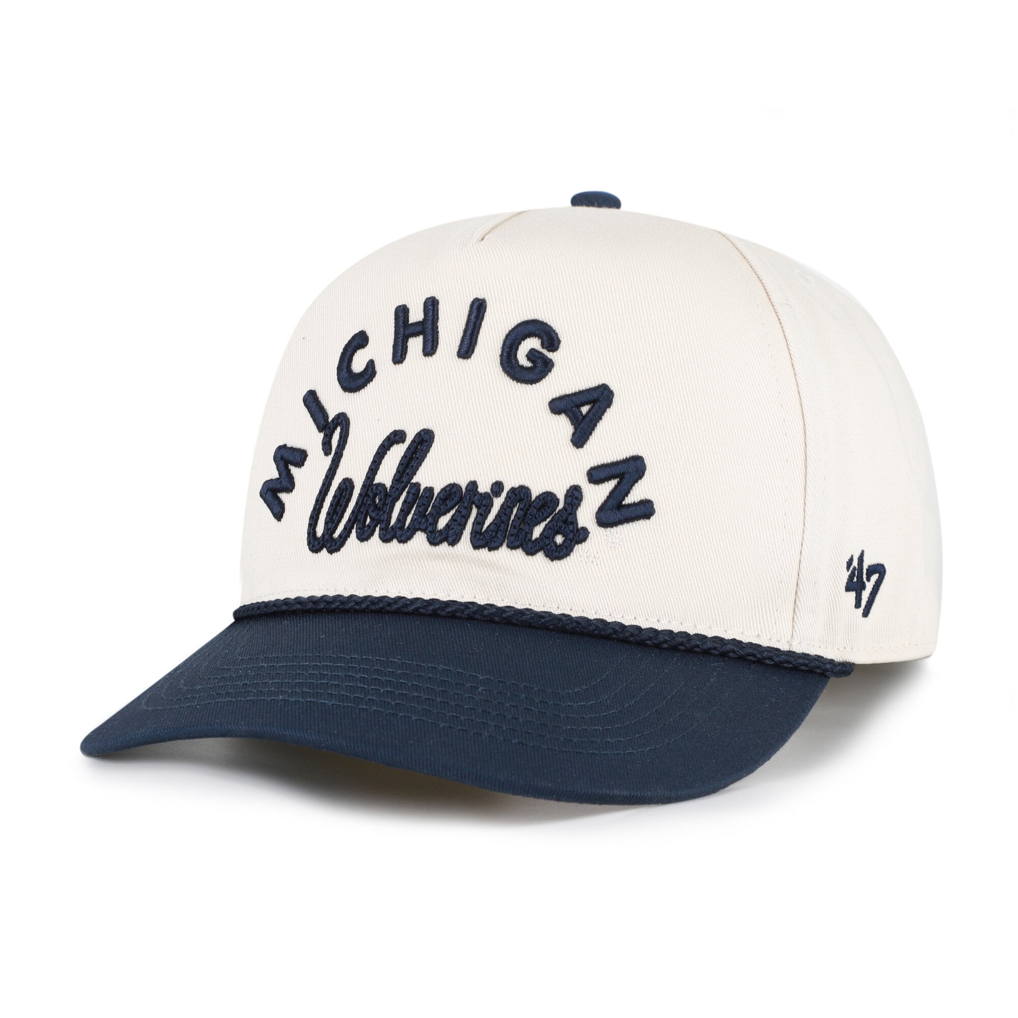 Women's '47 Cream/Navy Michigan Wolverines Rope Script Hitch Adjustable Hat