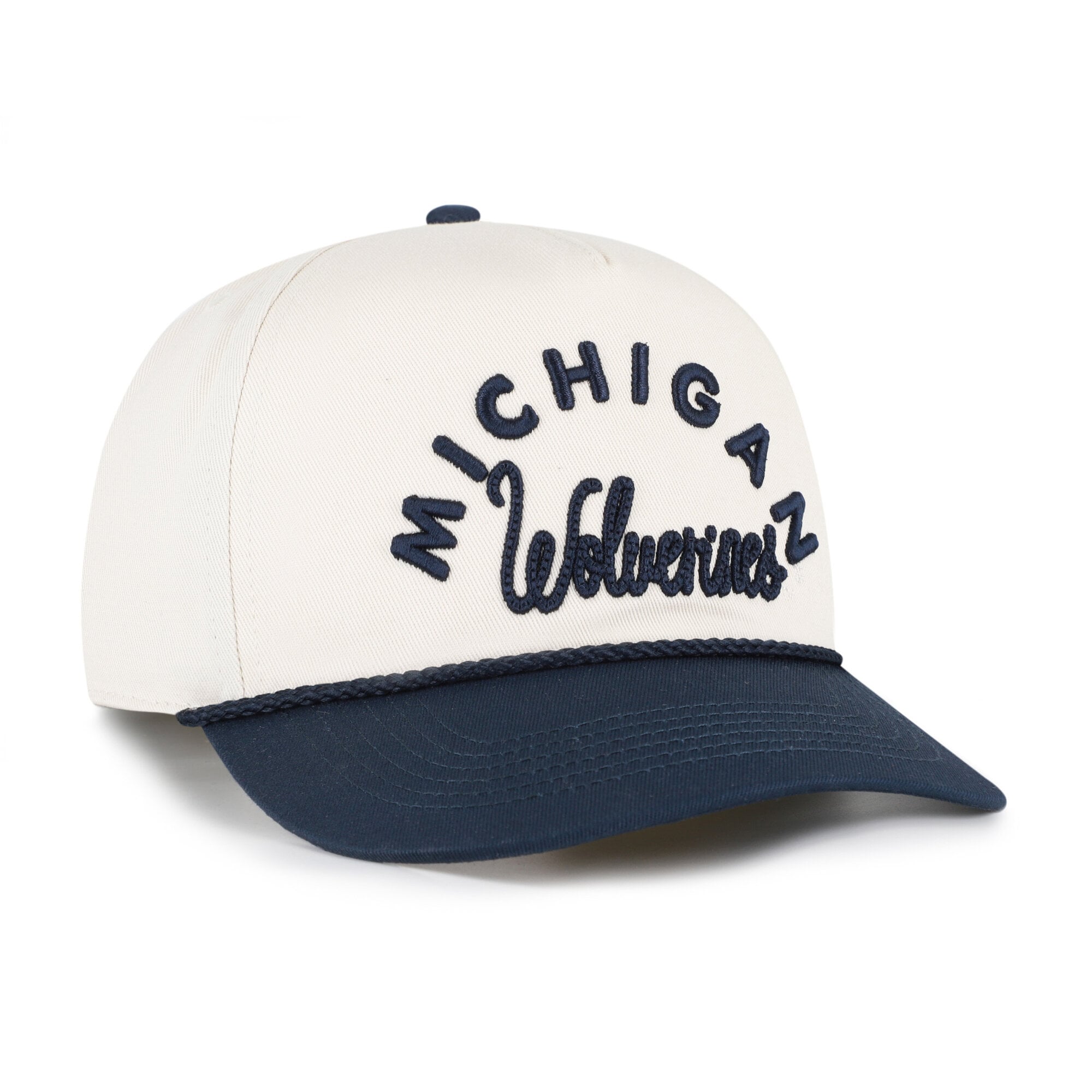 Women's '47 Cream/Navy Michigan Wolverines Rope Script Hitch Adjustable Hat