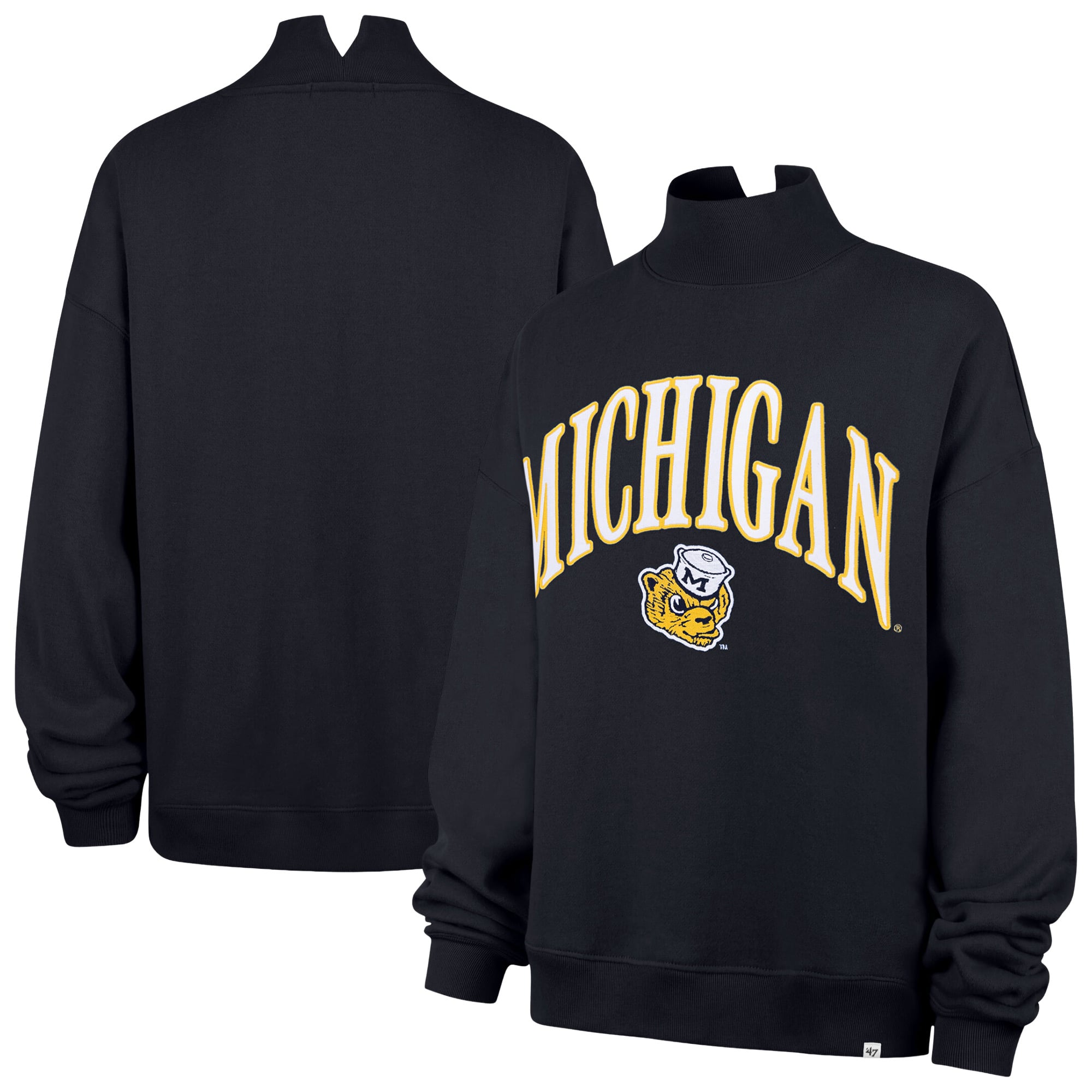 Sweat-shirt à col montant pour femme, modèle 47, bleu marine, Michigan Wolverines