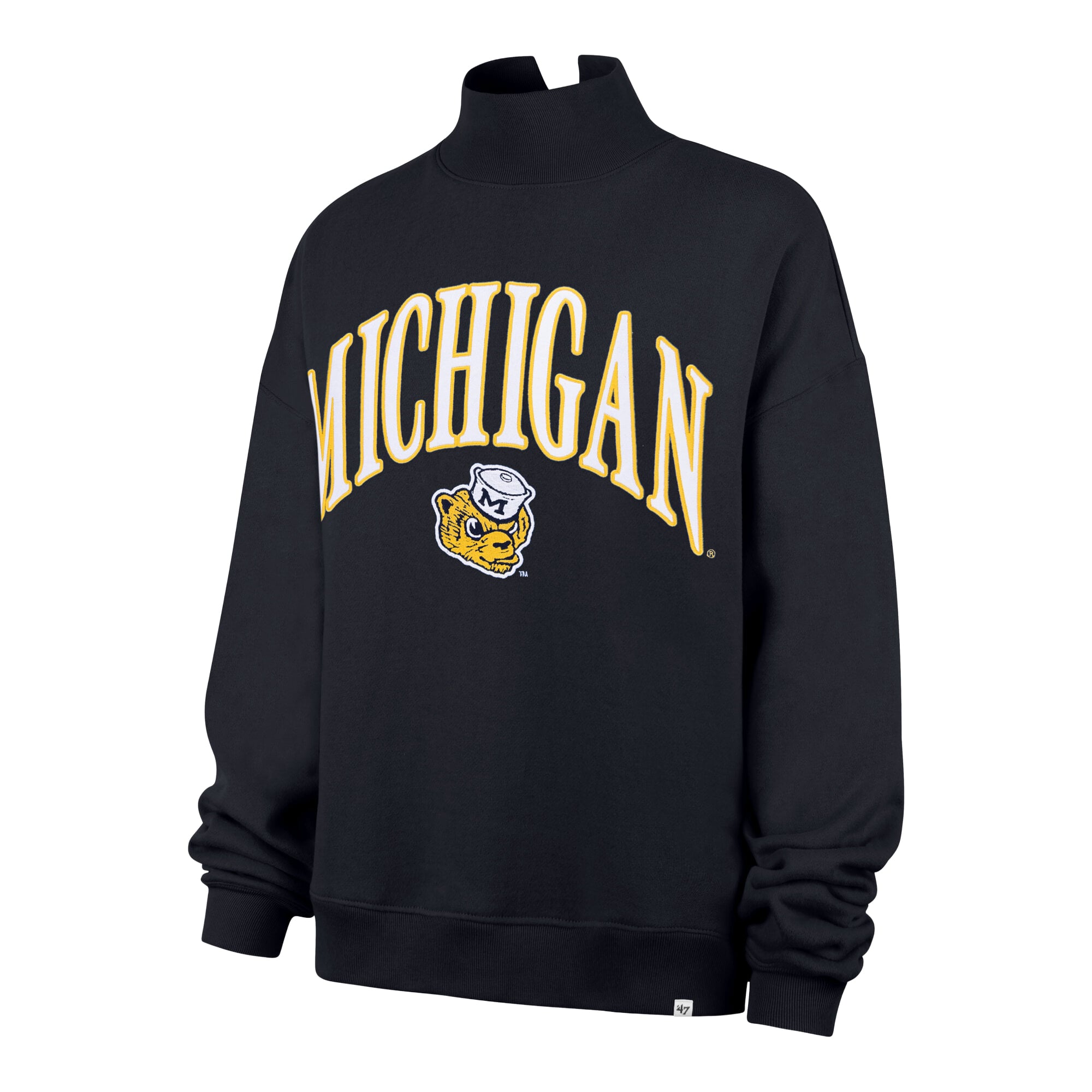 Sweat-shirt à col montant pour femme, modèle 47, bleu marine, Michigan Wolverines
