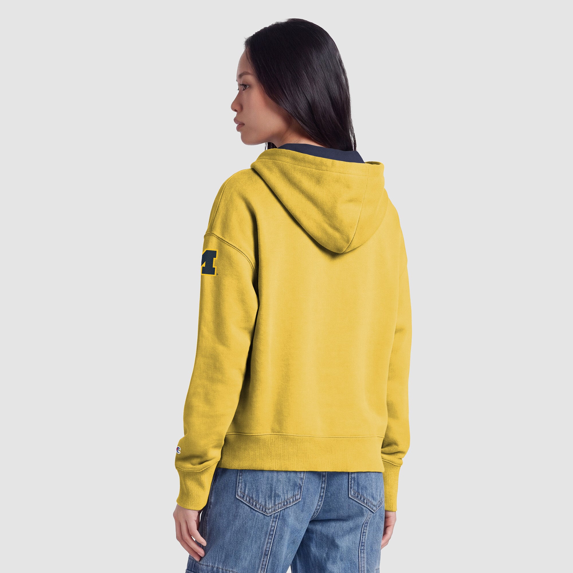 Sweat à capuche zippé en polaire Champion Gold Michigan Wolverines Arch pour femme