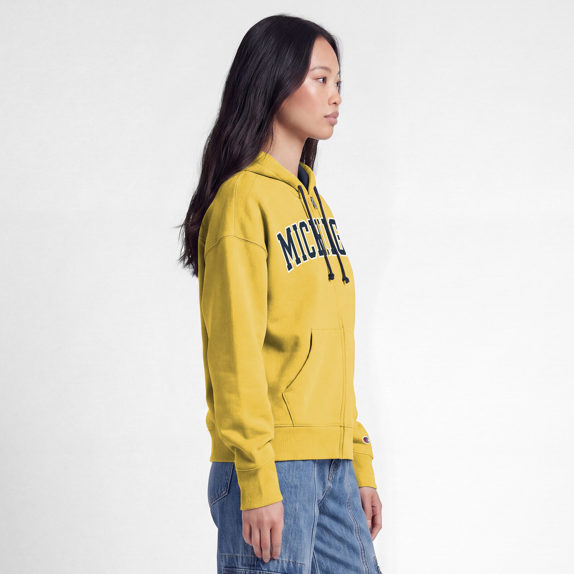 Sweat à capuche zippé en polaire Champion Gold Michigan Wolverines Arch pour femme