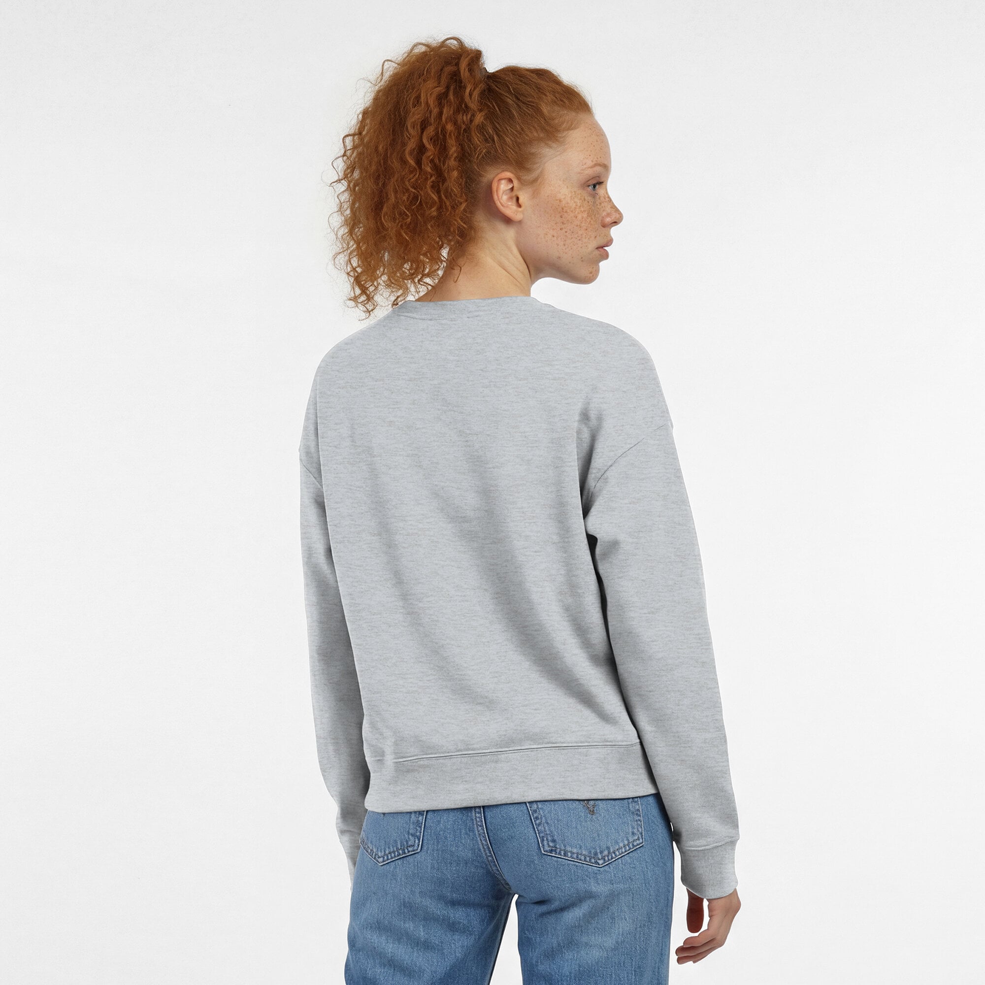 Women's Champion  Heather Gray Michigan Wolverines Academic Crest Powerblend Crewneck Sweatshirt