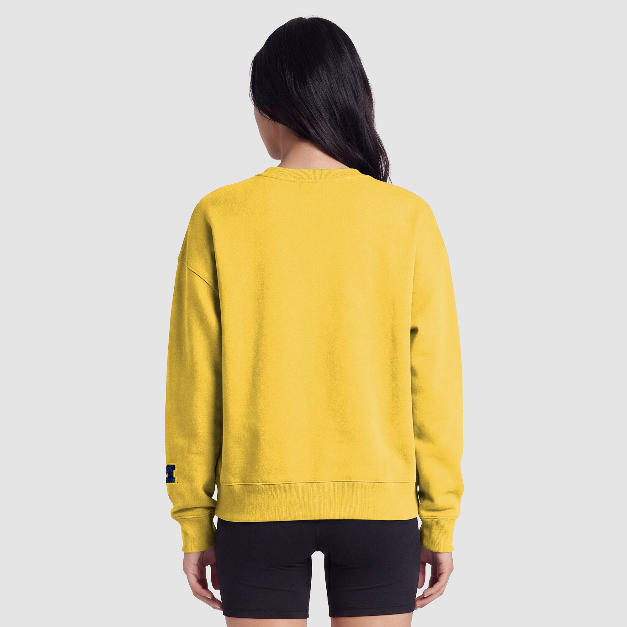 Women's Champion  Maize Michigan Wolverines Fleece Crew Sweatshirt