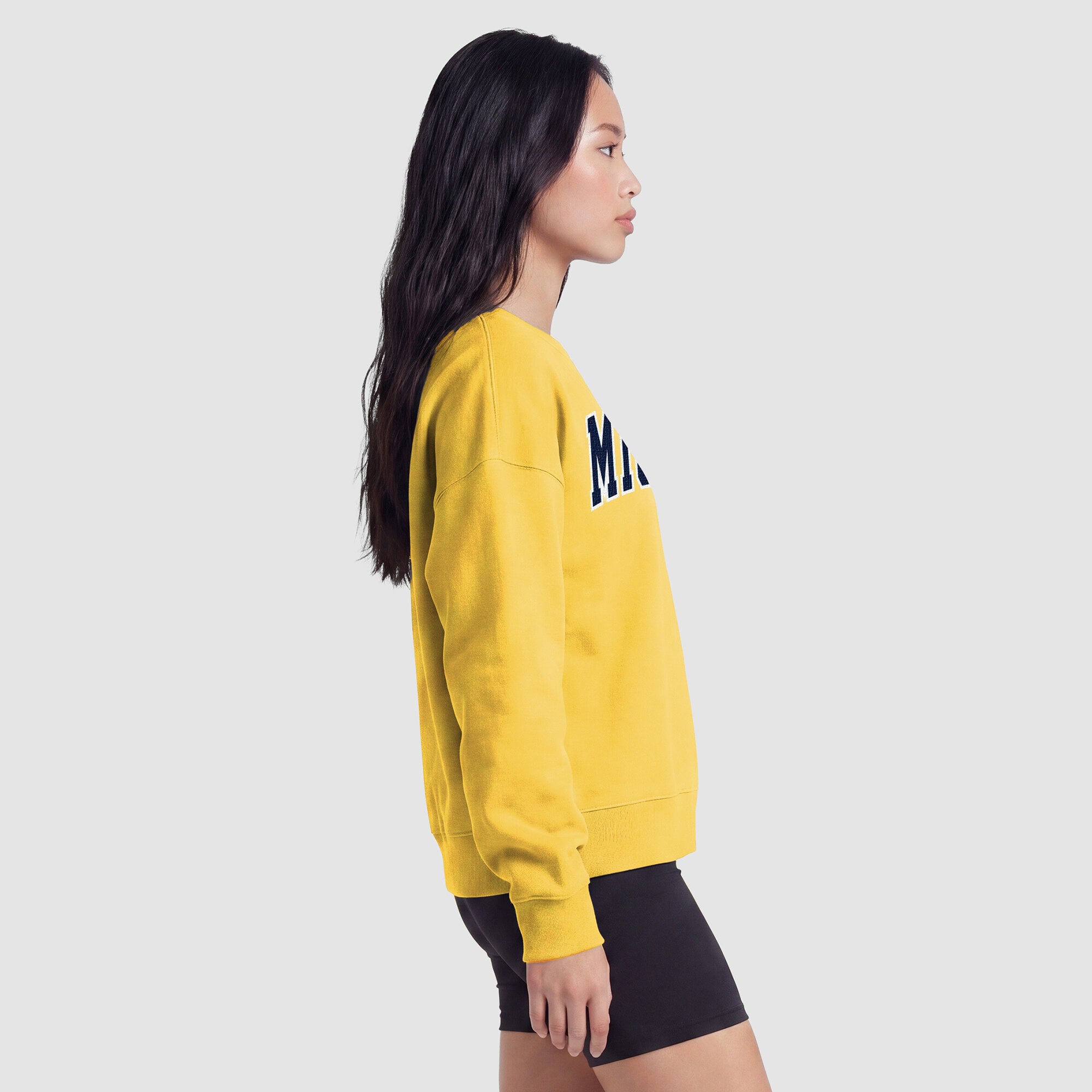 Women's Champion  Maize Michigan Wolverines Fleece Crew Sweatshirt