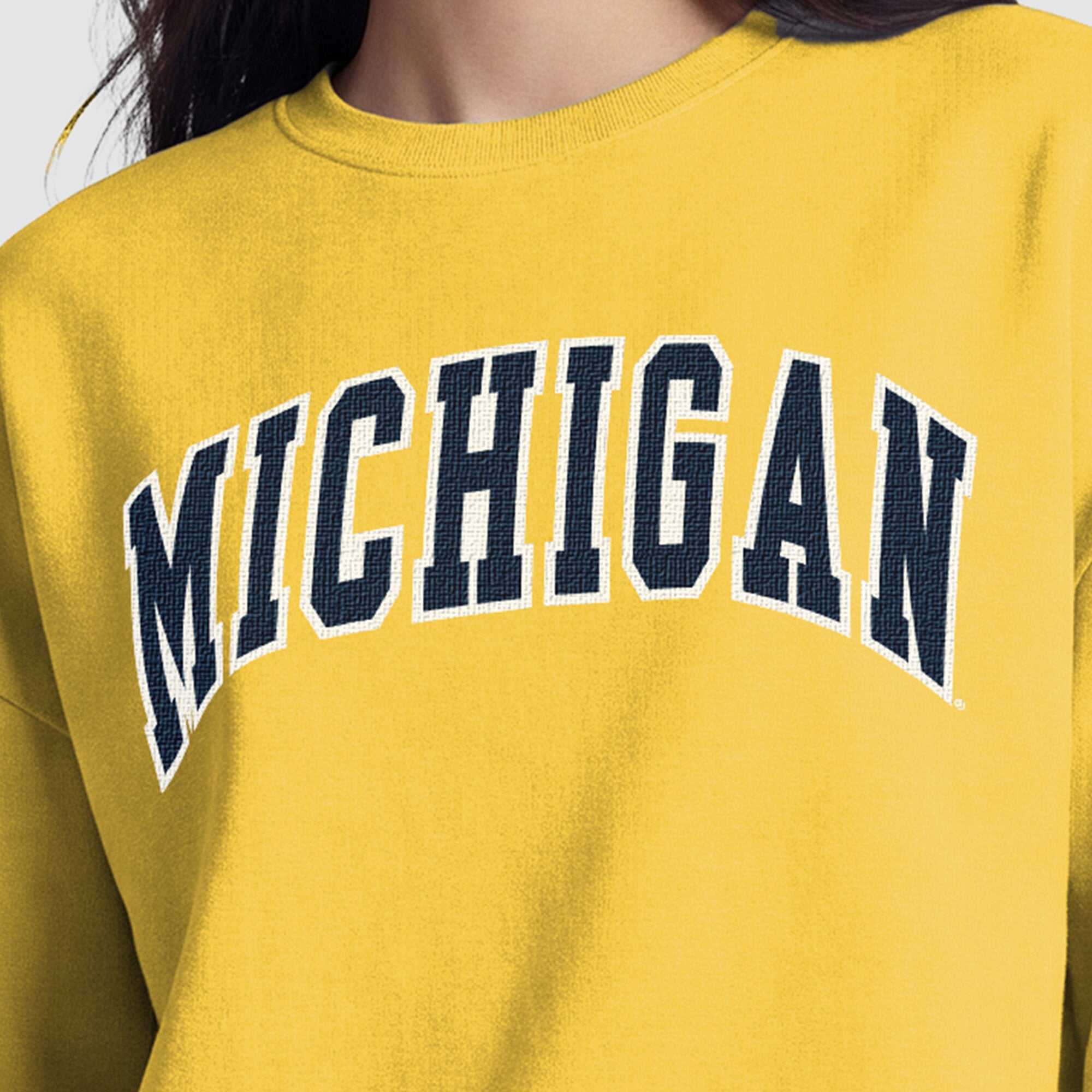 Women's Champion  Maize Michigan Wolverines Fleece Crew Sweatshirt