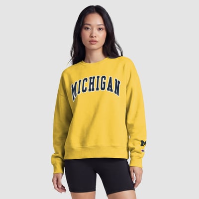  Michigan Wolverines Champion Women's Fleece Crew Sweatshirt - Maize